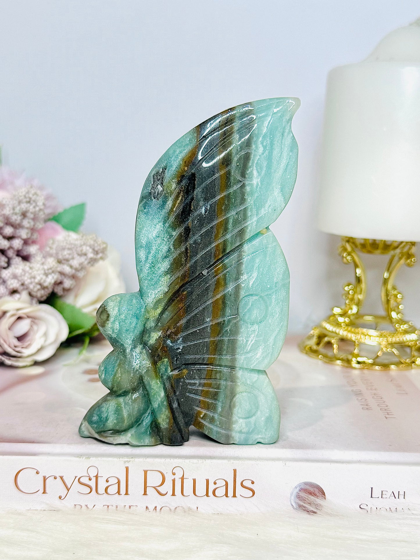 Blue Caribbean Calcite Carved Fairy 12cm