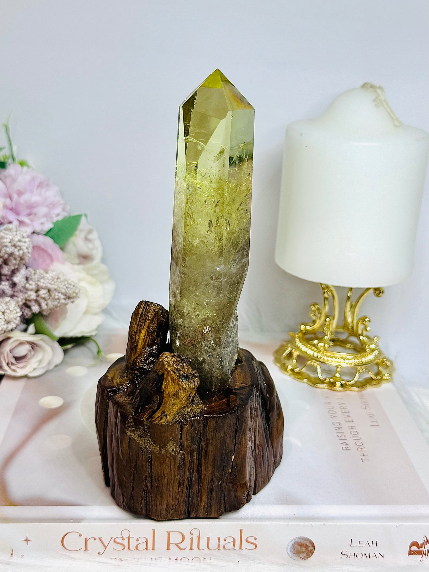 Citrine Tower in Timber Base 17cm
