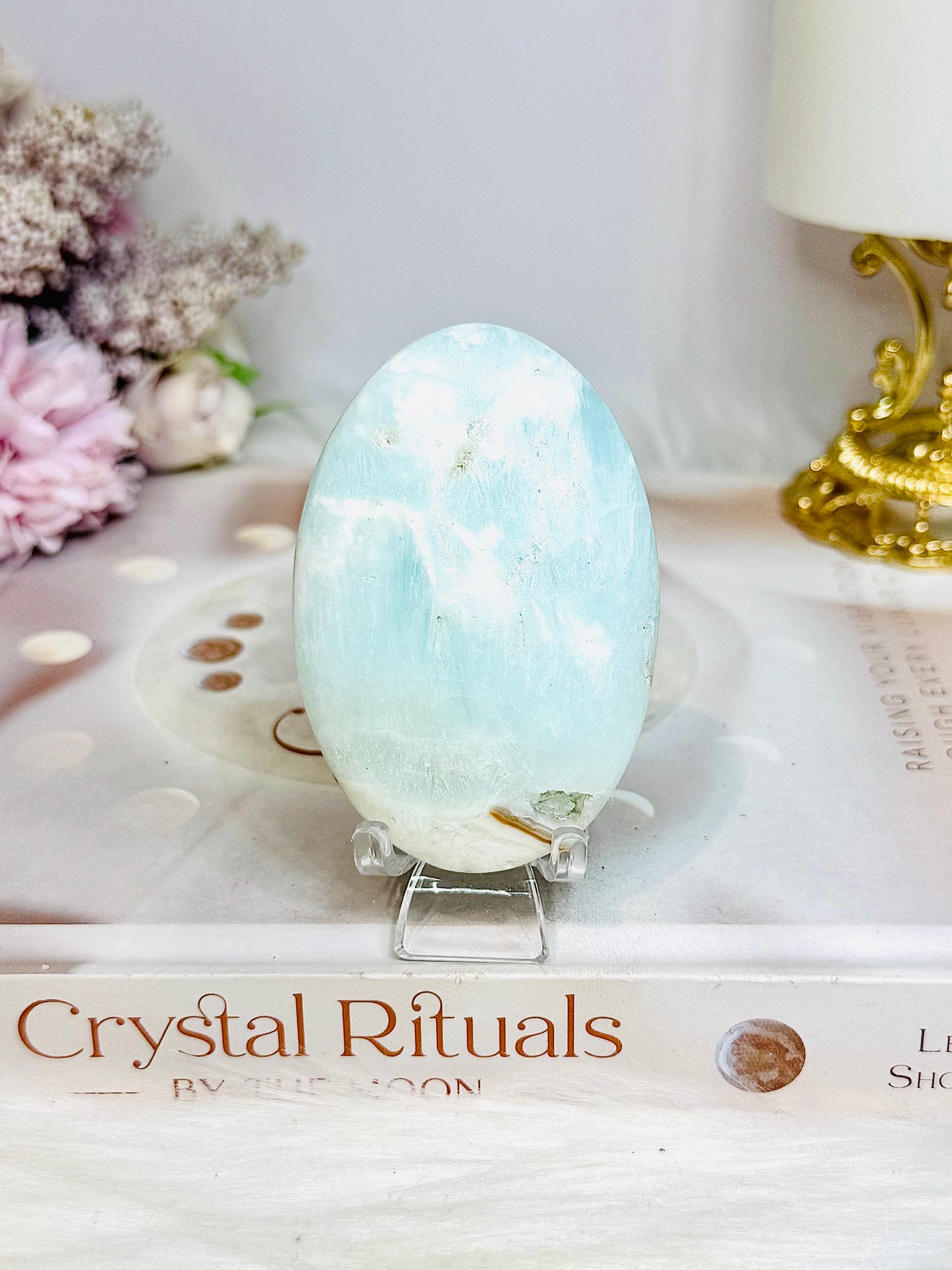 Caribbean Calcite Palm Stone (stand is display only)