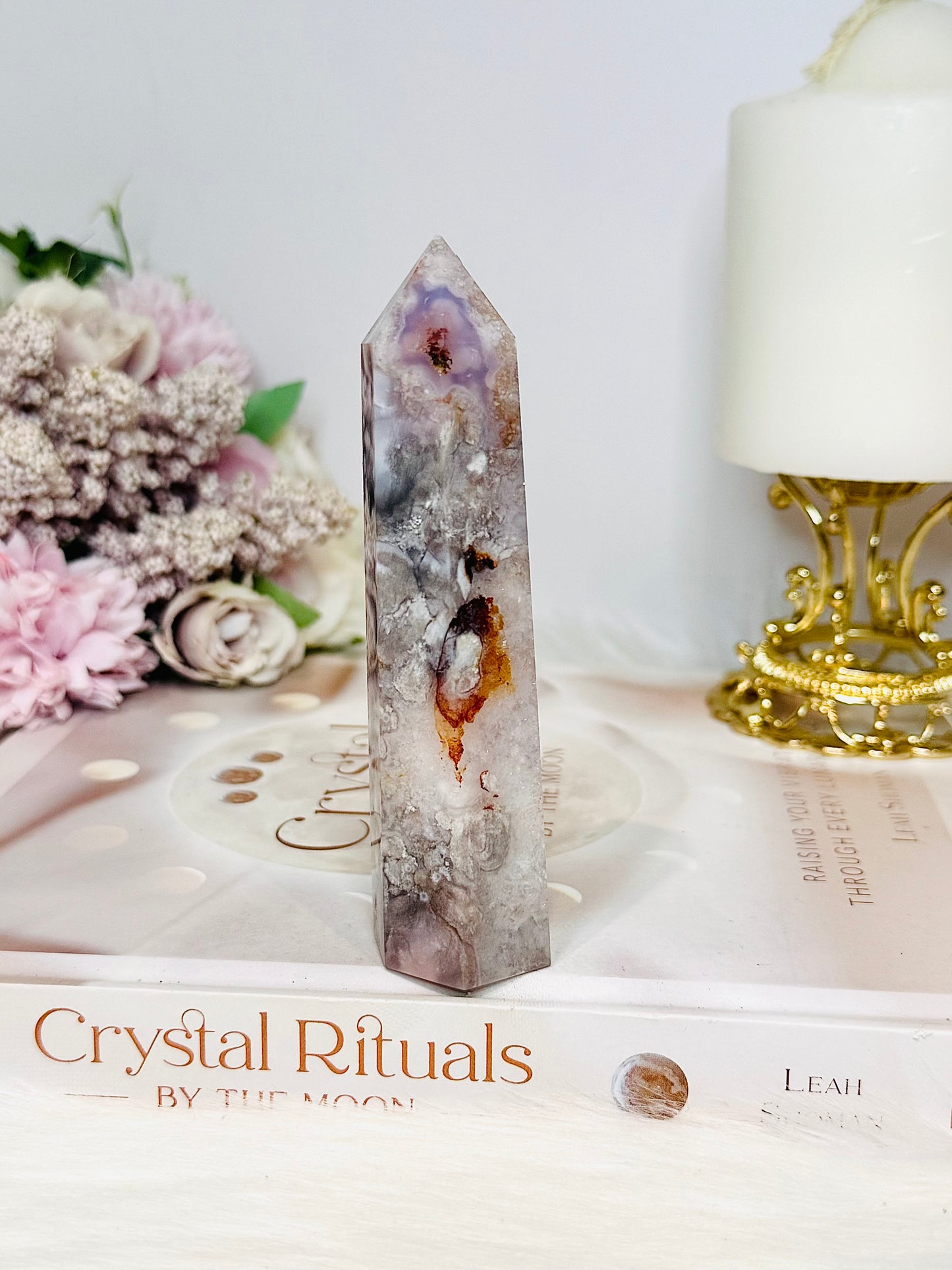Flower Agate Druzy Tower 11.5cm