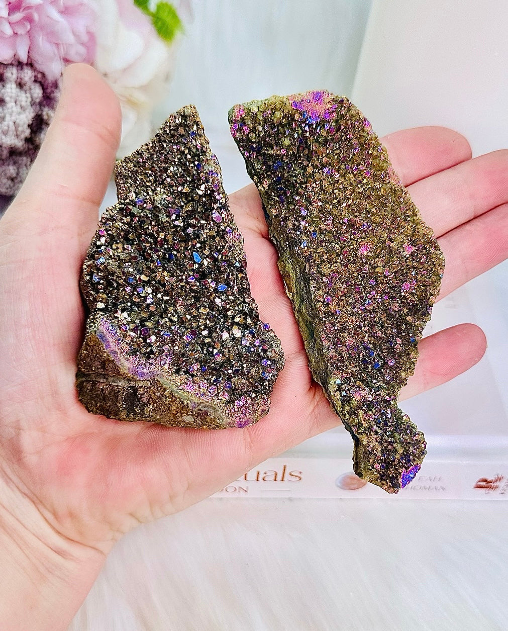 Set of 2 Aura Druzy Sphalerite Slabs