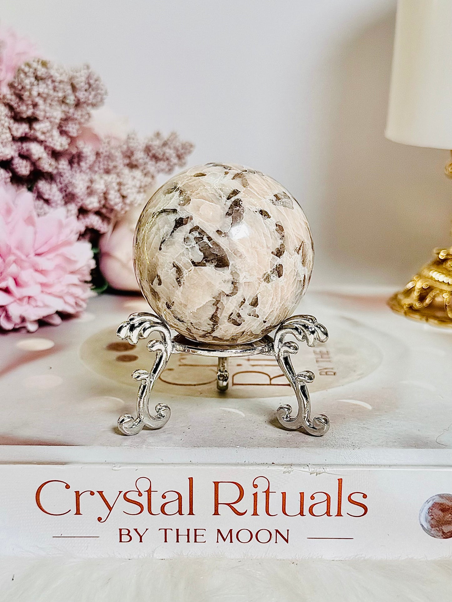 Pink Zebra Jasper Sphere on Stand 5cm