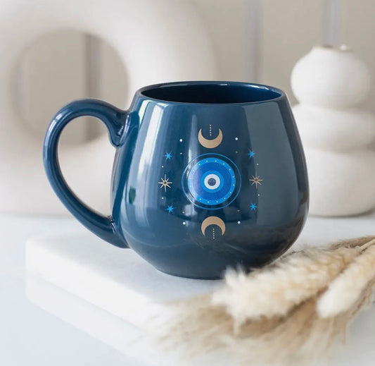 Large Blue All Seeing Eye Rounded Mug