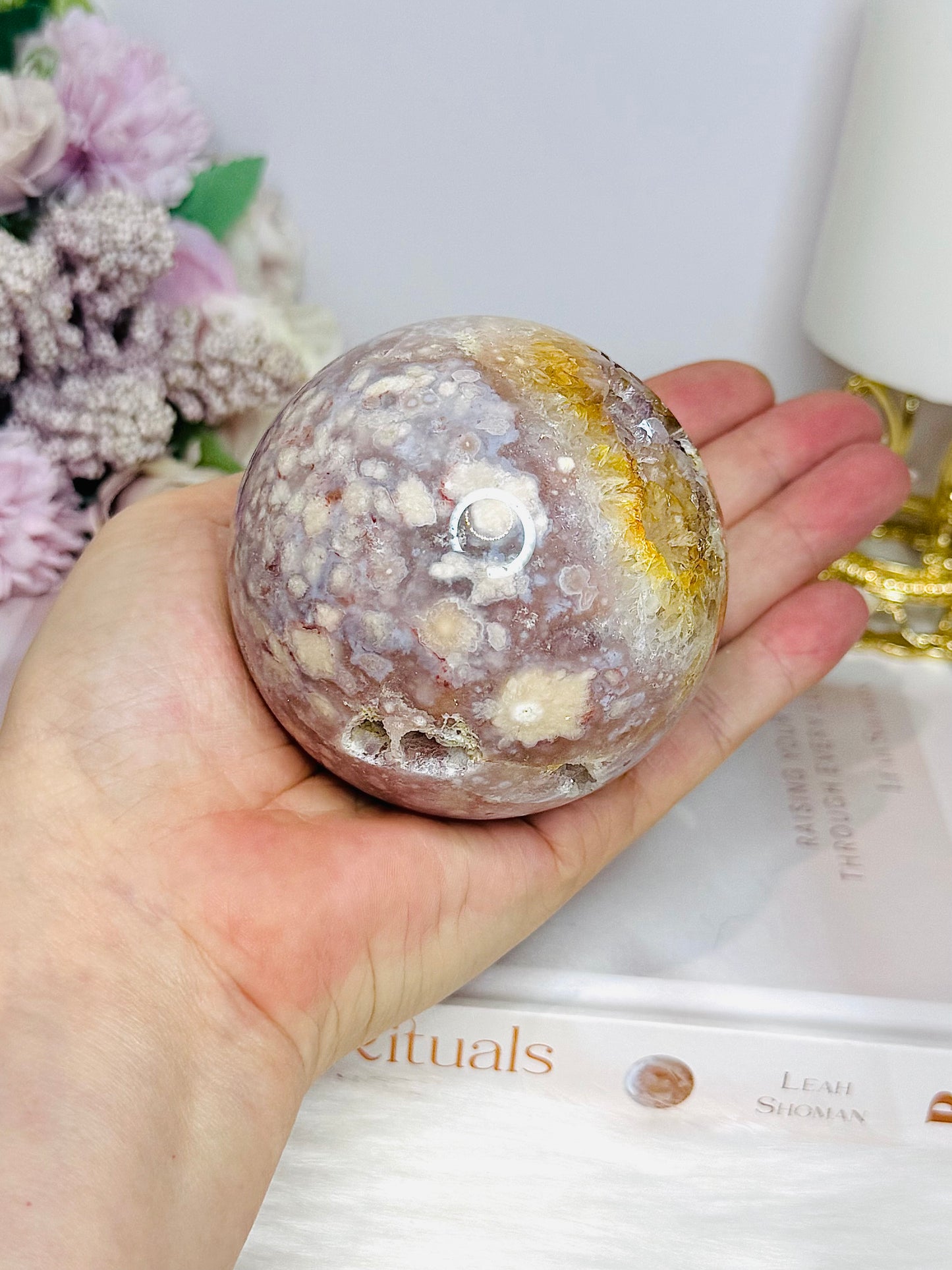 Large Pink Amethyst Druzy Sphere On Stand 536g