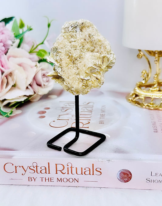 Natural Gold Mica Specimen On Stand