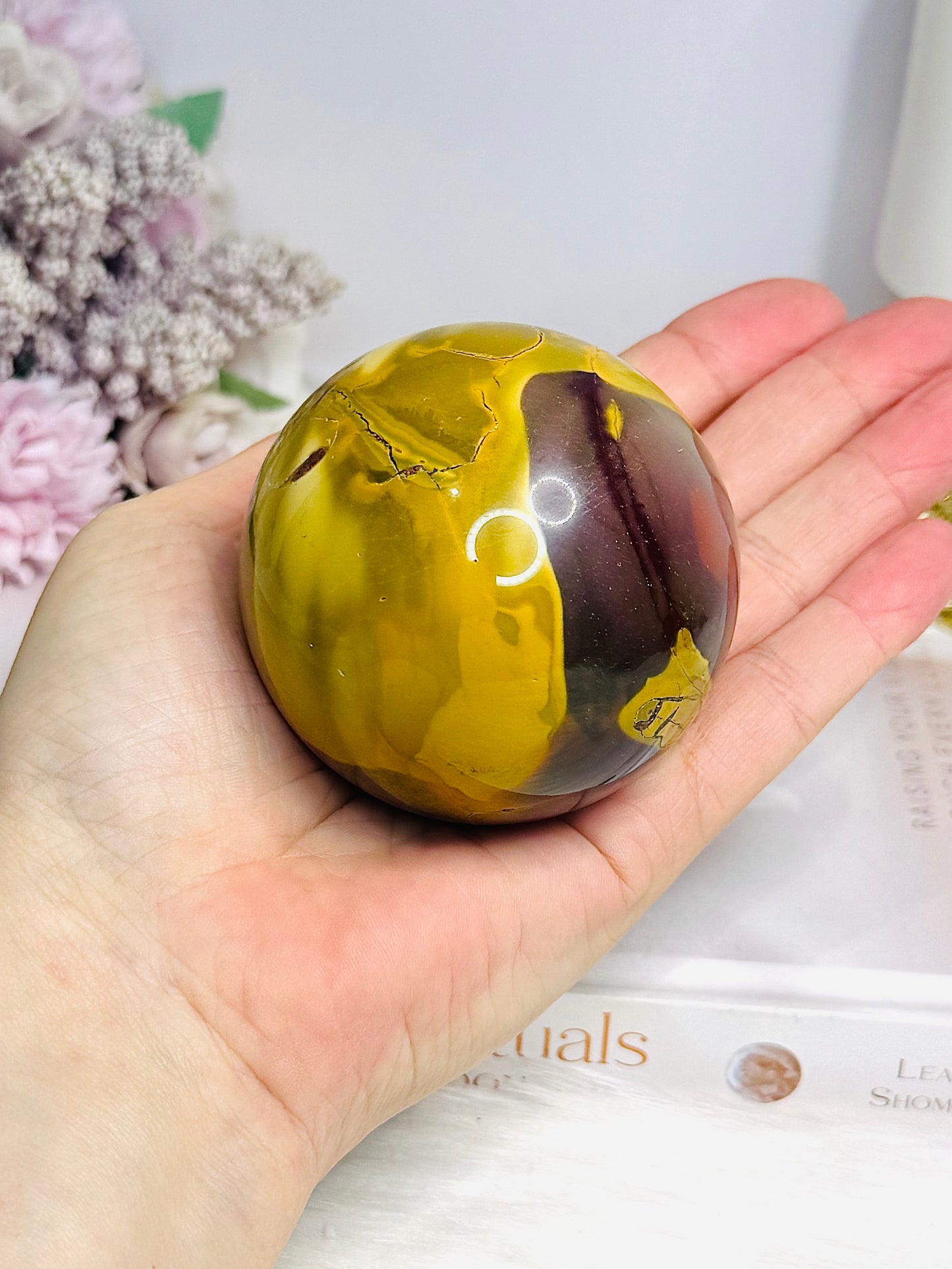 Large Mookaite Jasper Sphere on Stand 371g