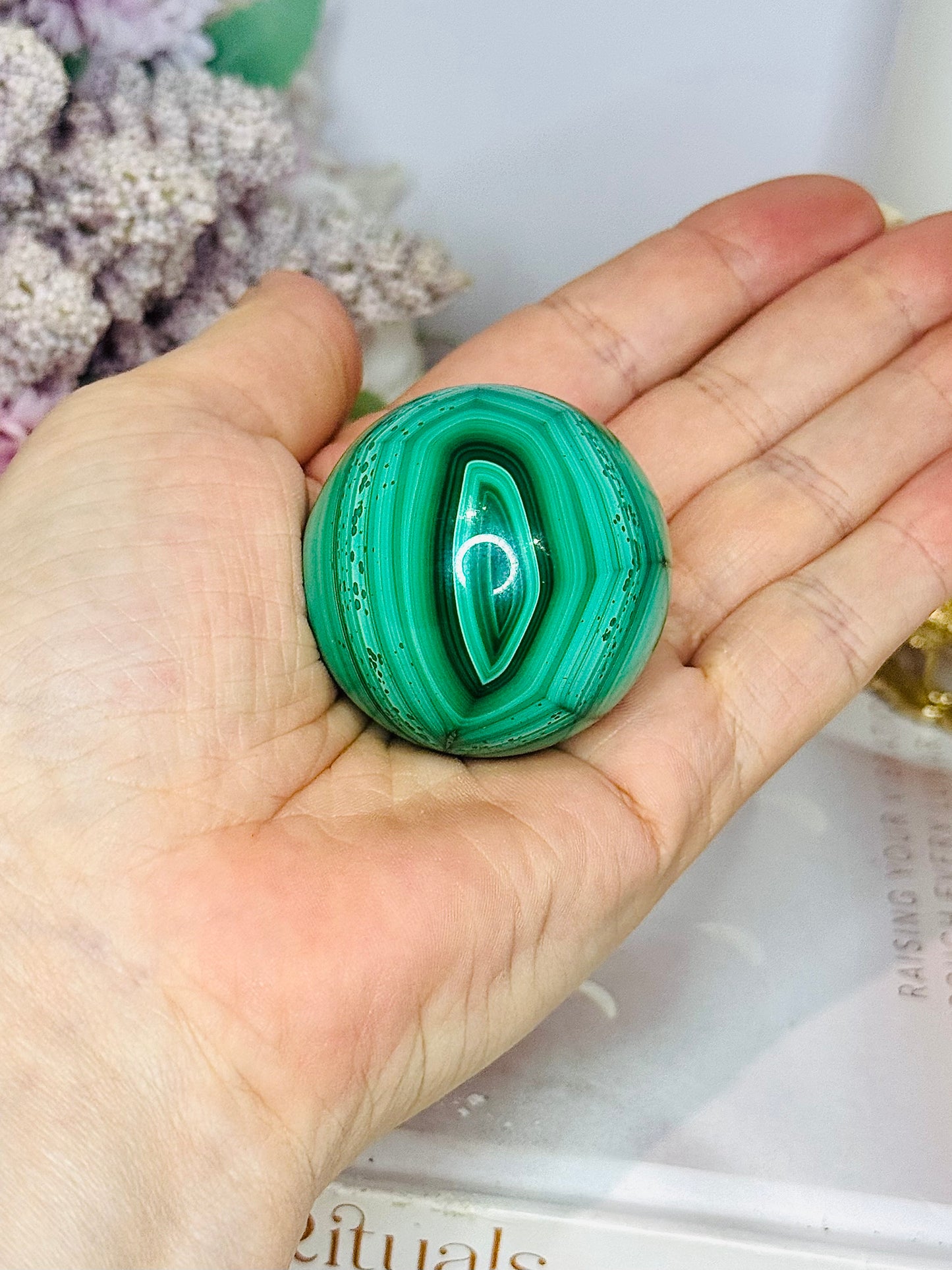 Natural Malachite From Congo Sphere on Stand 140g