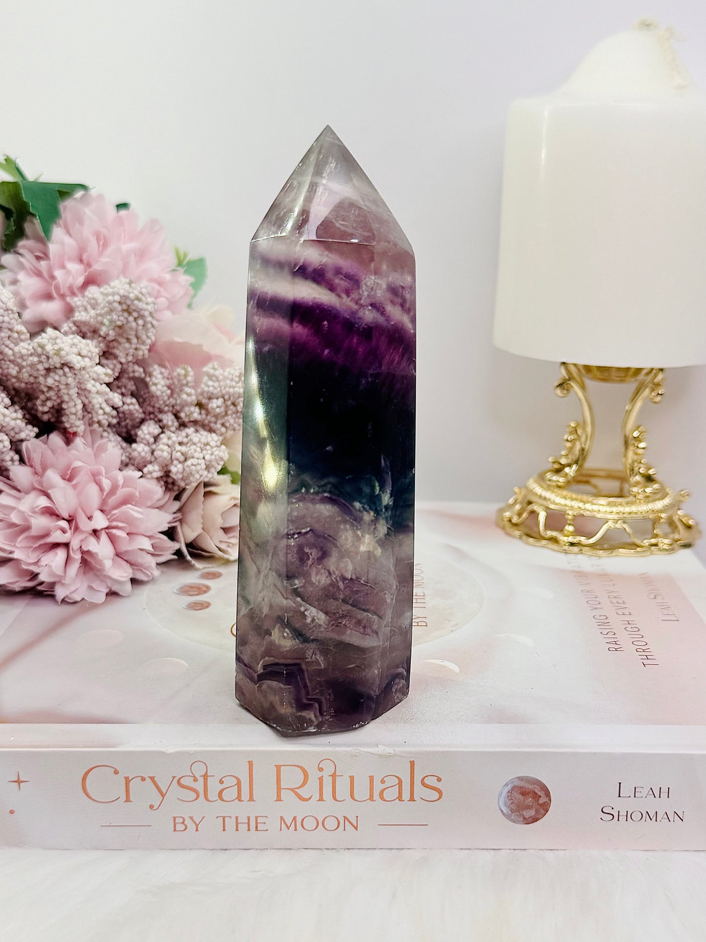 Large Chunky 13cm Rainbow Fluorite Tower