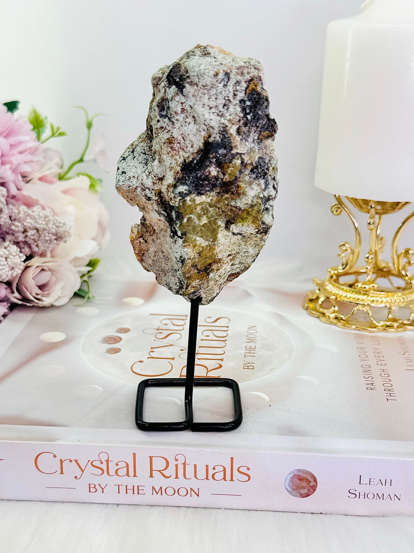 Tall 14cm Druzy Pink Amethyst Geode On Stand