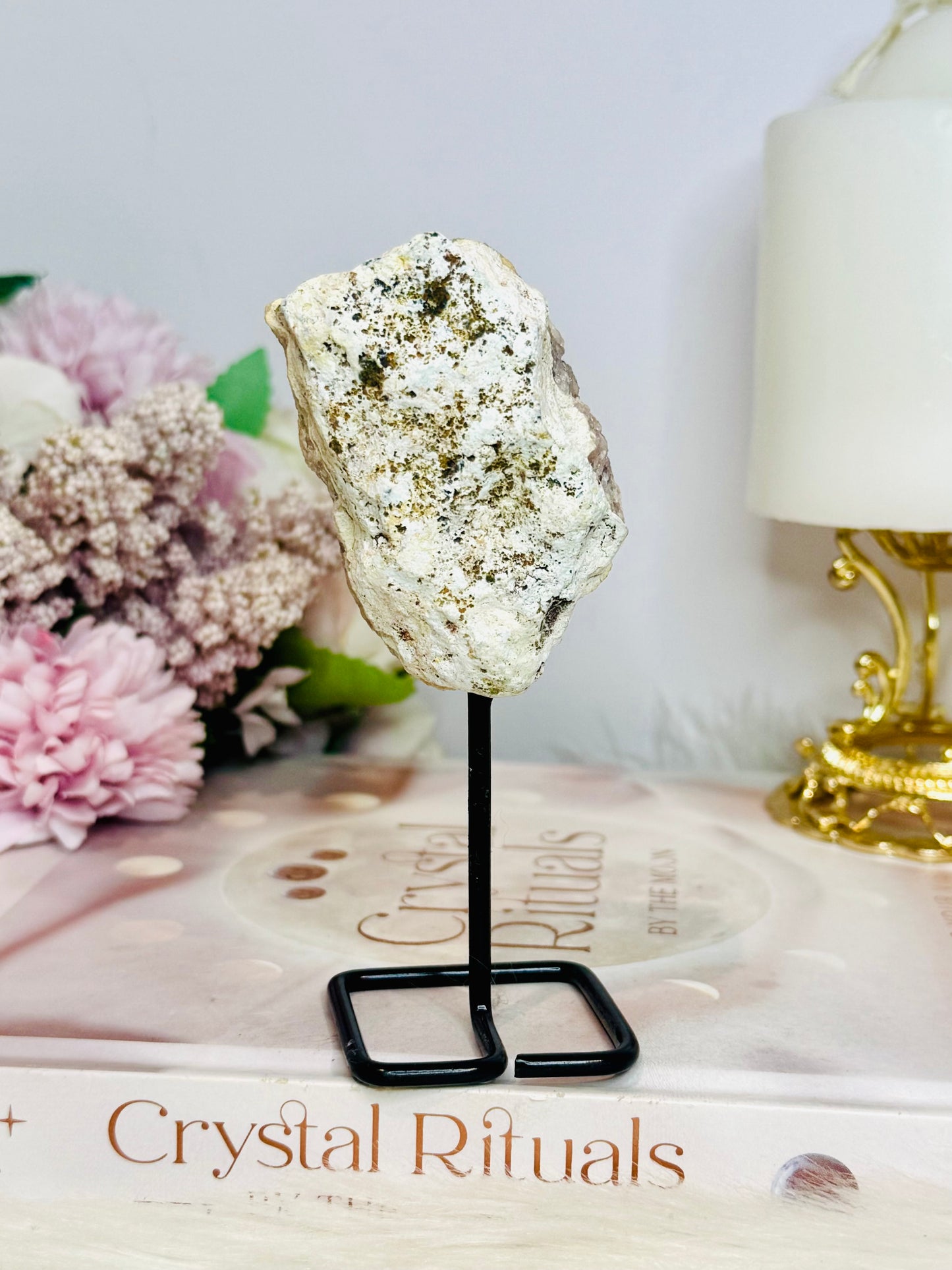 Pink Amethyst Druzy Geode | Freeform On Stand 12cm