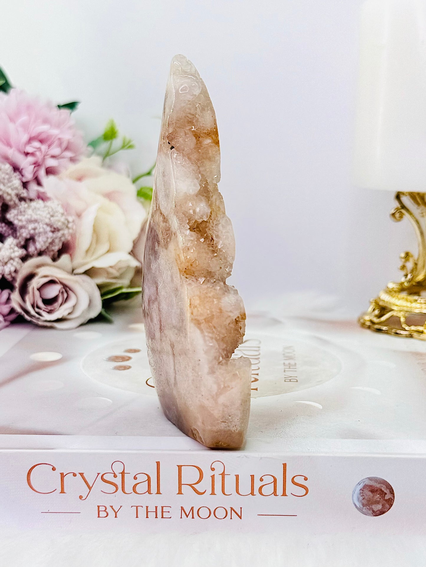 Beautiful Druzy Flower Agate Carved Flame | Freeform From Madagascar