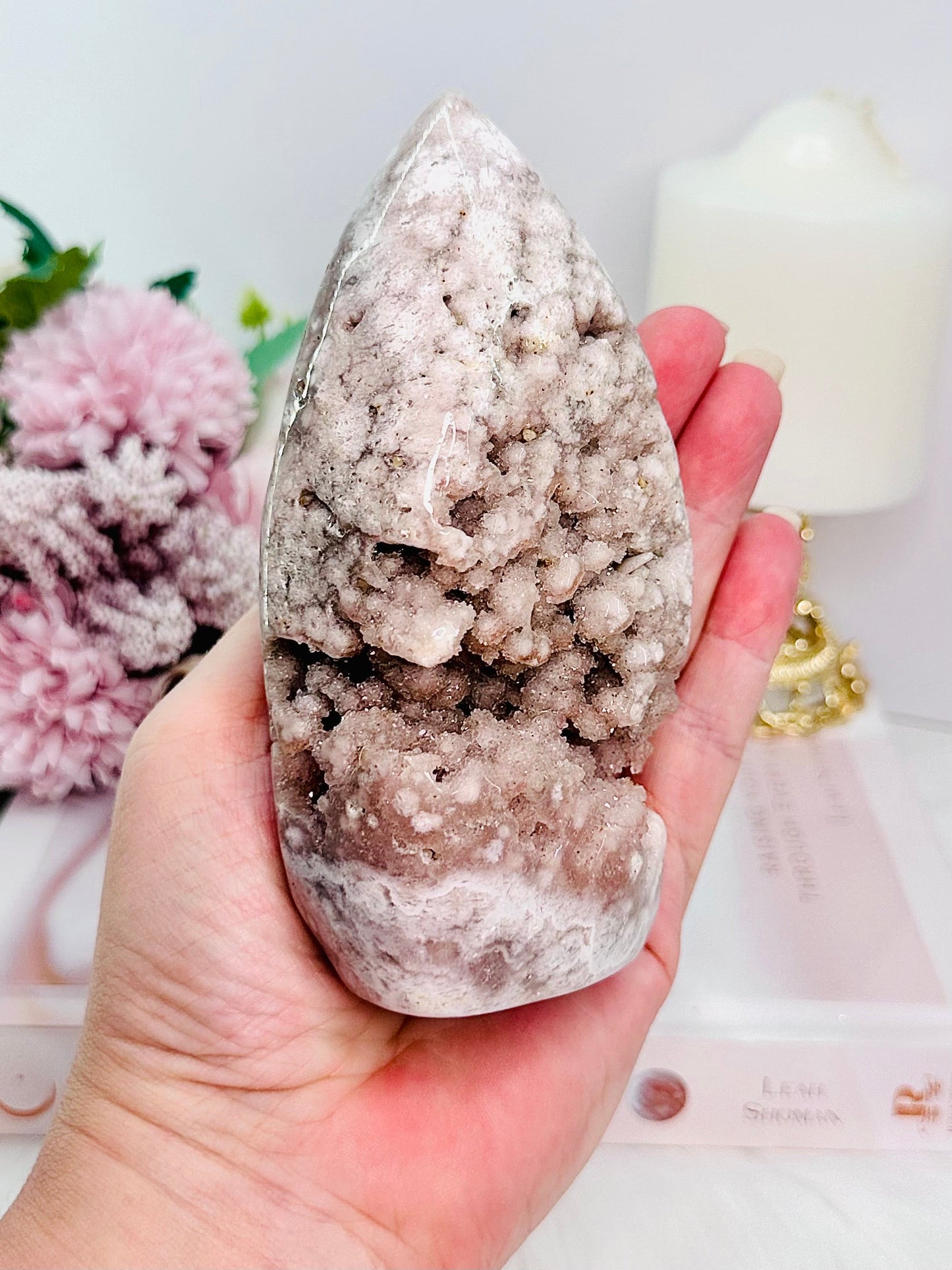 Large Pink Amethyst Druzy Freeform From Brazil 13.5cm 458grams