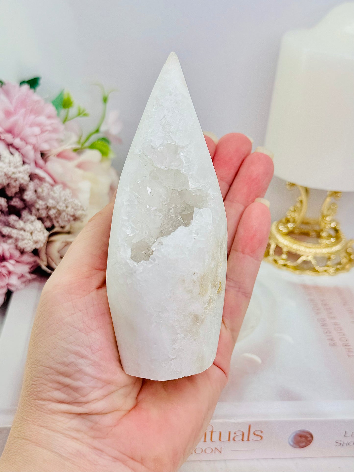 White Quartz Druzy Freeform | Flame 12cm
