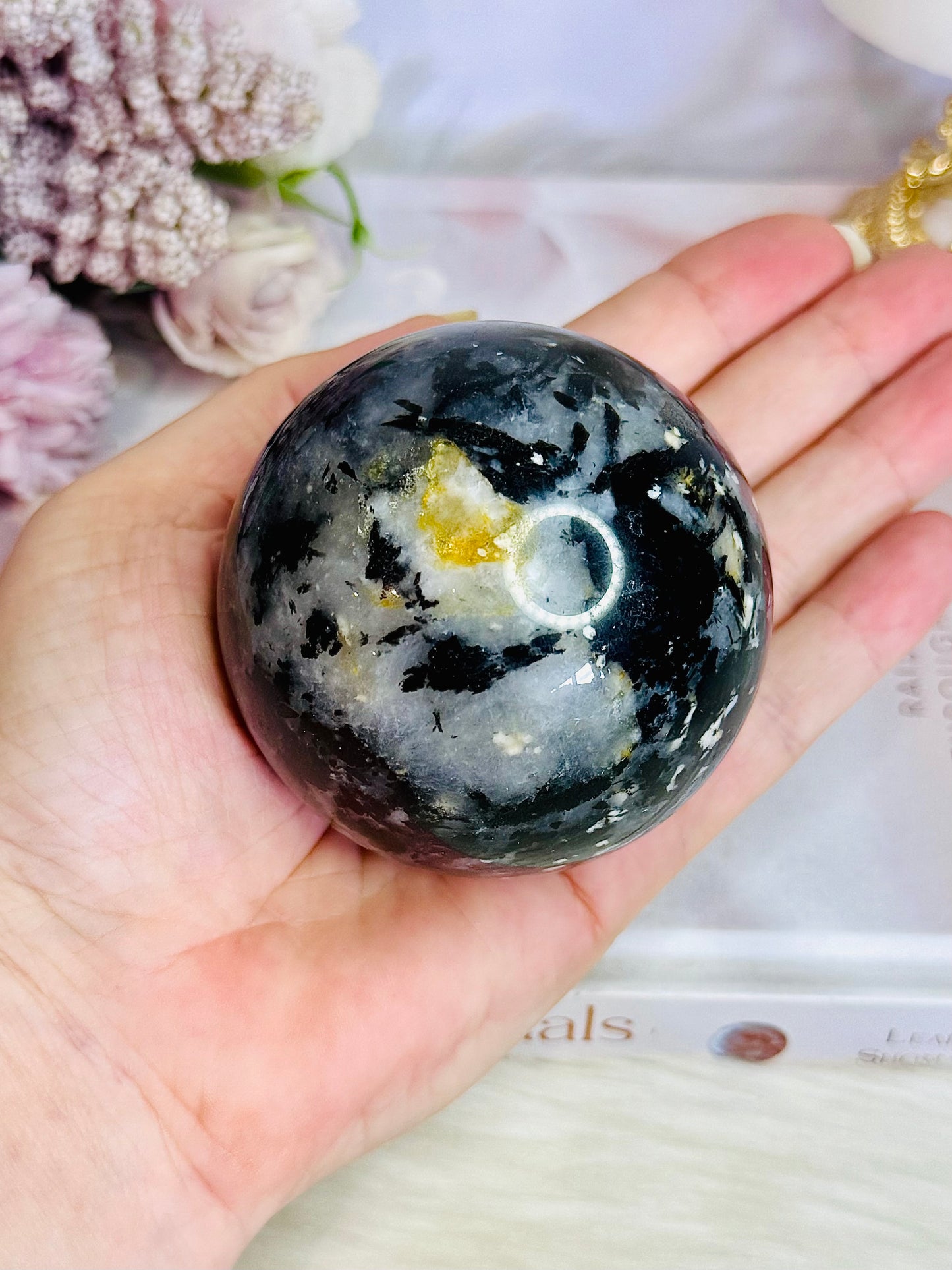 Black Tourmaline In Quartz Sphere On Stand 449grams