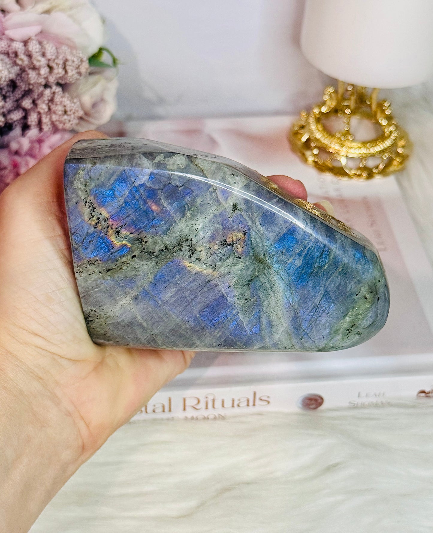 Natural Large Chunky Labradorite Polished Freeform 618gram With Beautiful Flash