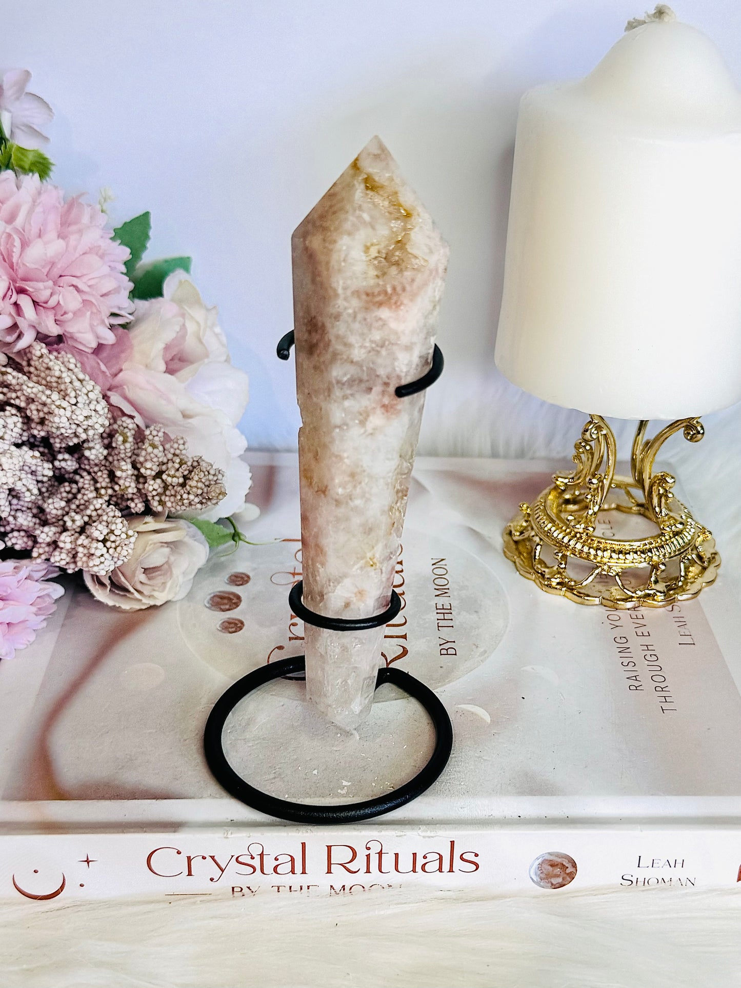 Druzy Flower Agate Tower | Wand 15cm On Stand