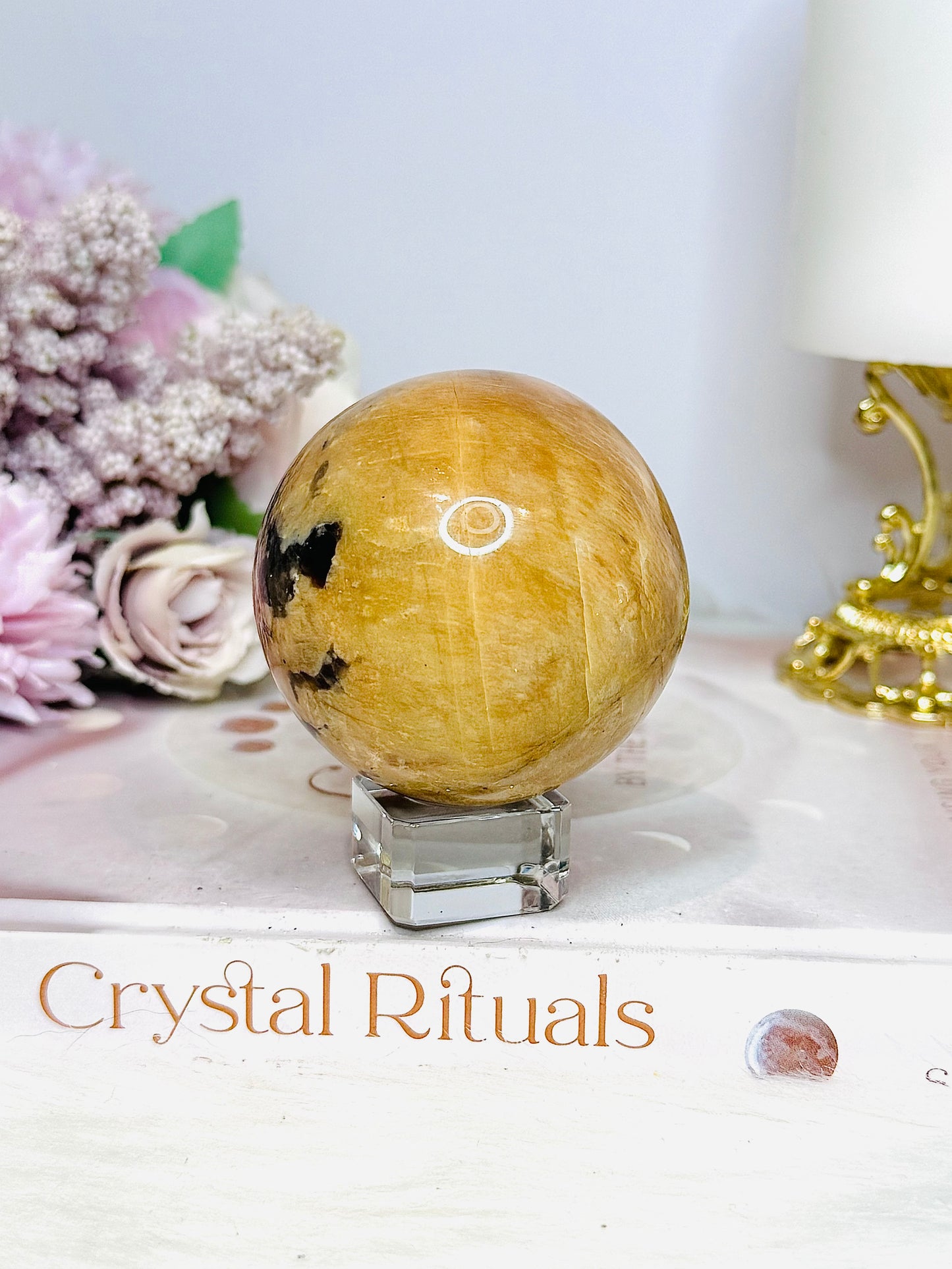 Large Moonstone Sphere on Stand 243g