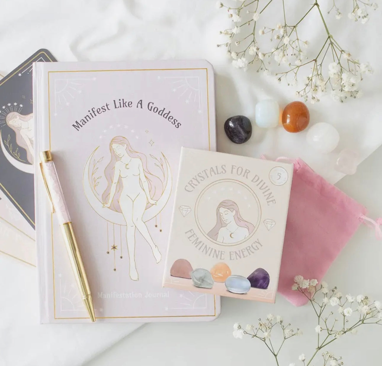 Goddess Energy Journal with Rose Quartz Crystal Pen