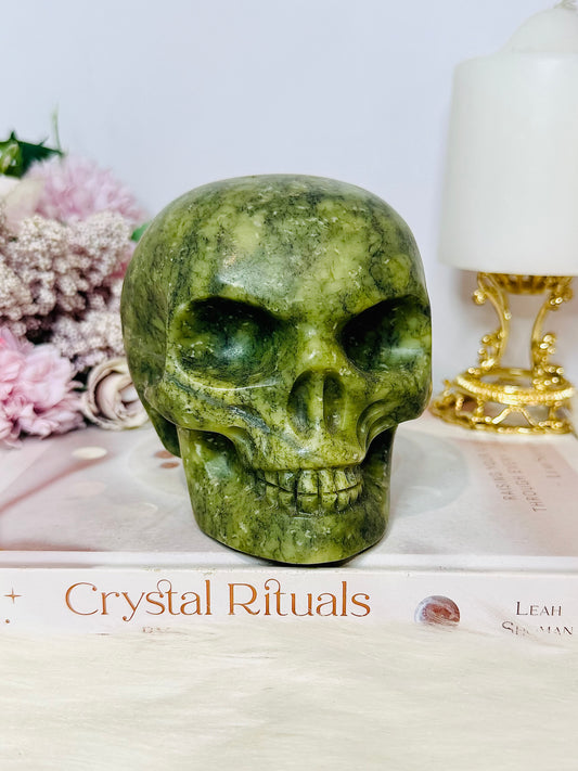 Huge Green Jade Carved Skull 1.25KG