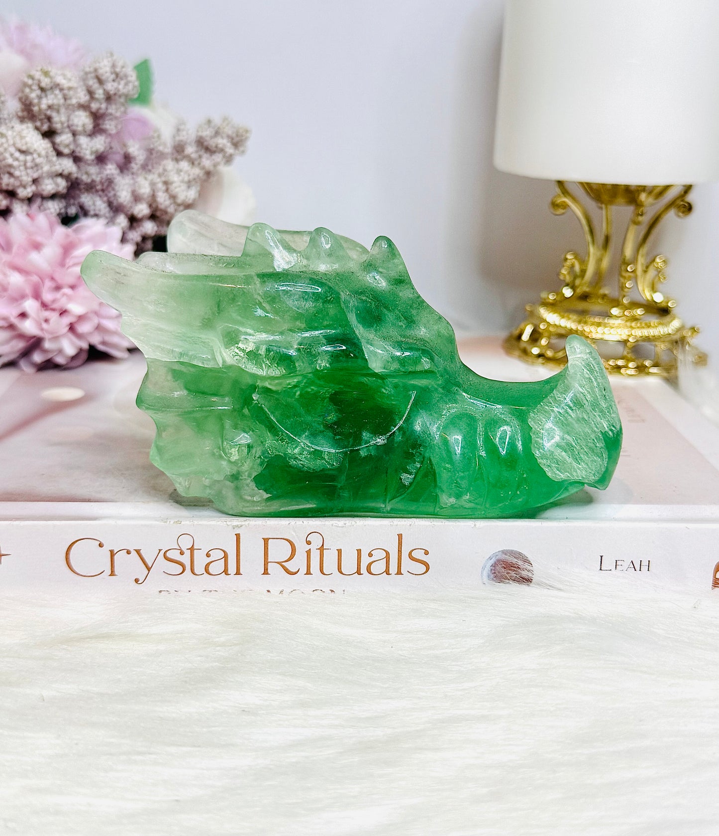 Green Fluorite Carved Dragon 11cm 464g