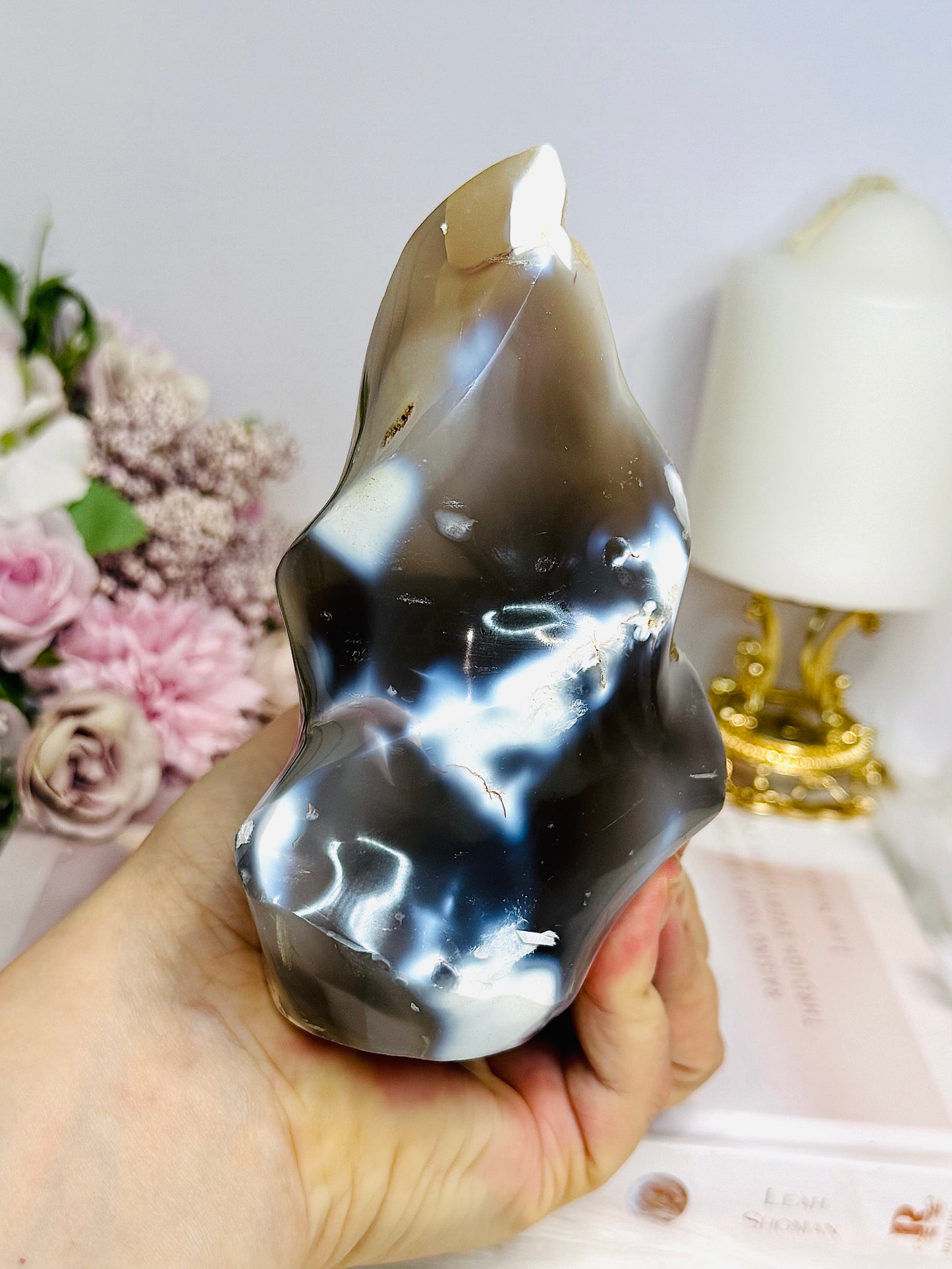 Large Orca Agate Druzy Flame 14cm 572g