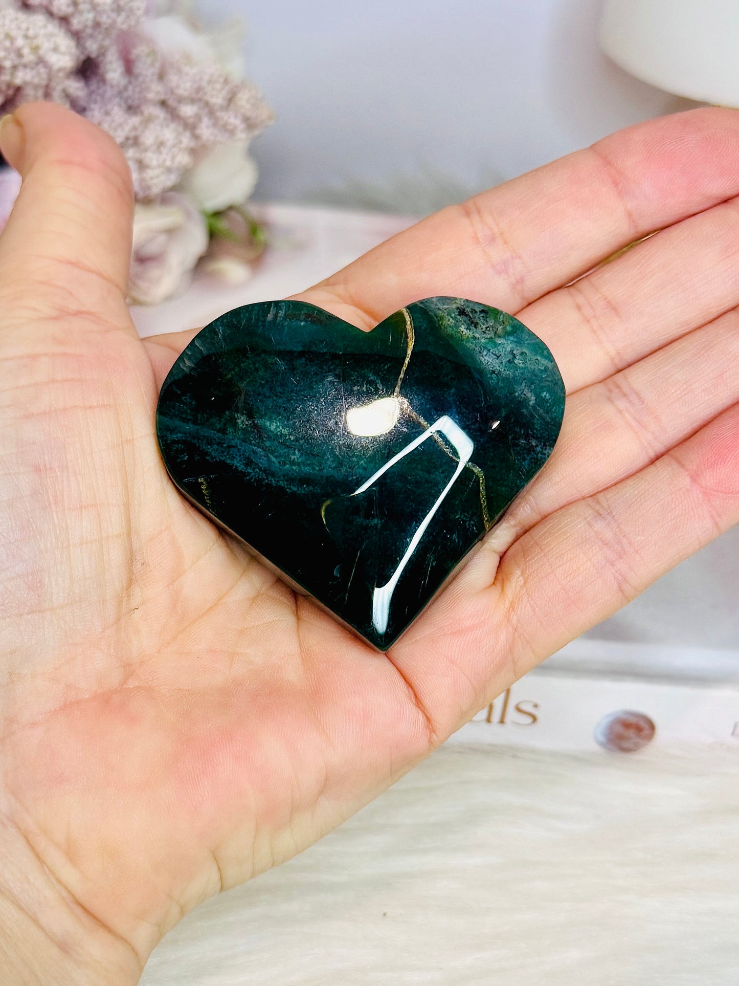 Green Jasper Carved Heart