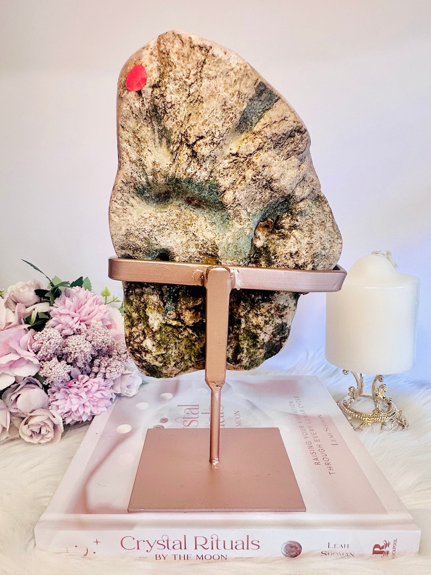 Large 1.34KG 27cm Pink Amethyst Natural Chunky Druzy Slab On Rose Gold Stand From Brazil