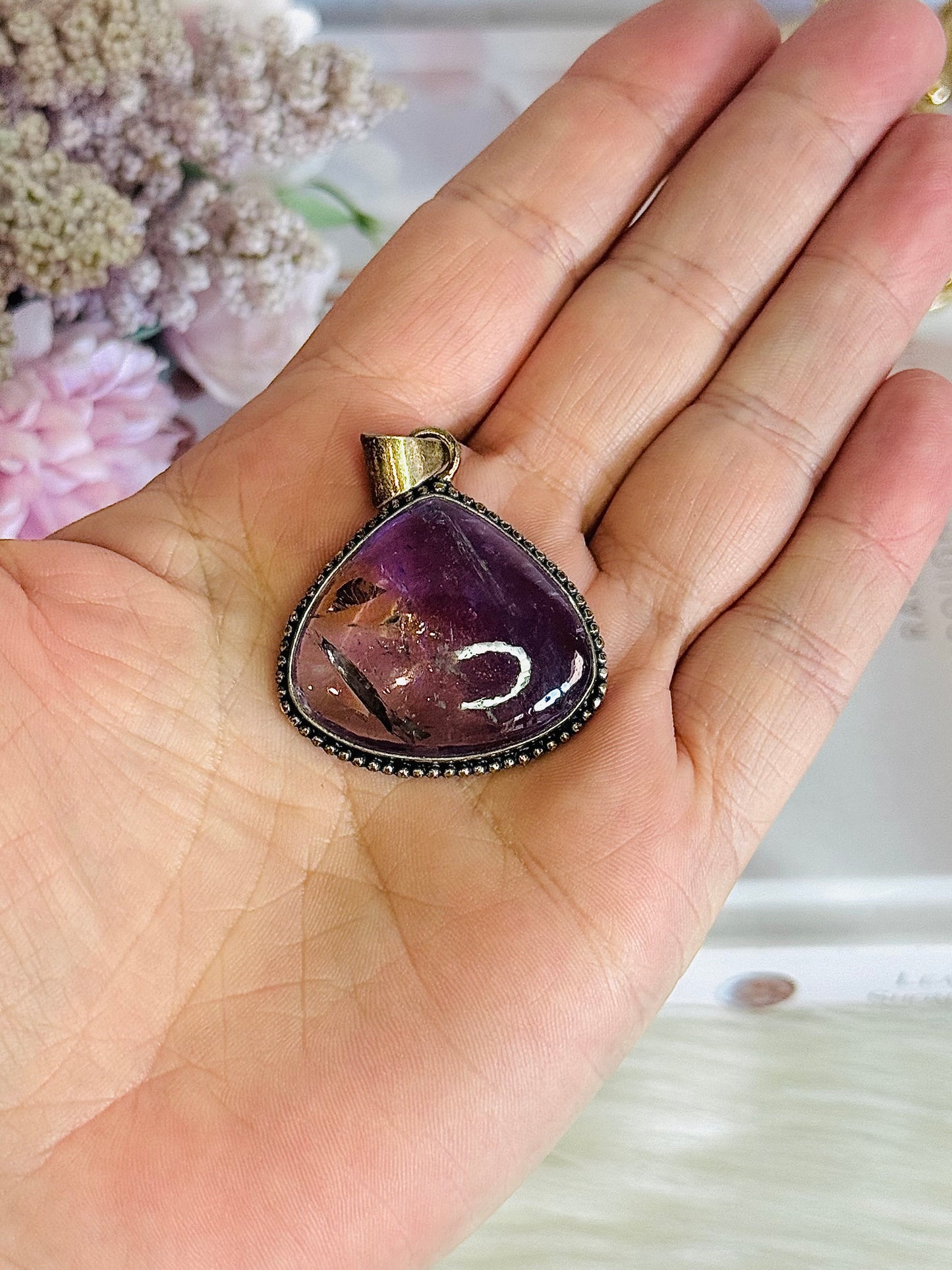 Beautiful Ametrine Pendant with Rainbows in Gift Bag