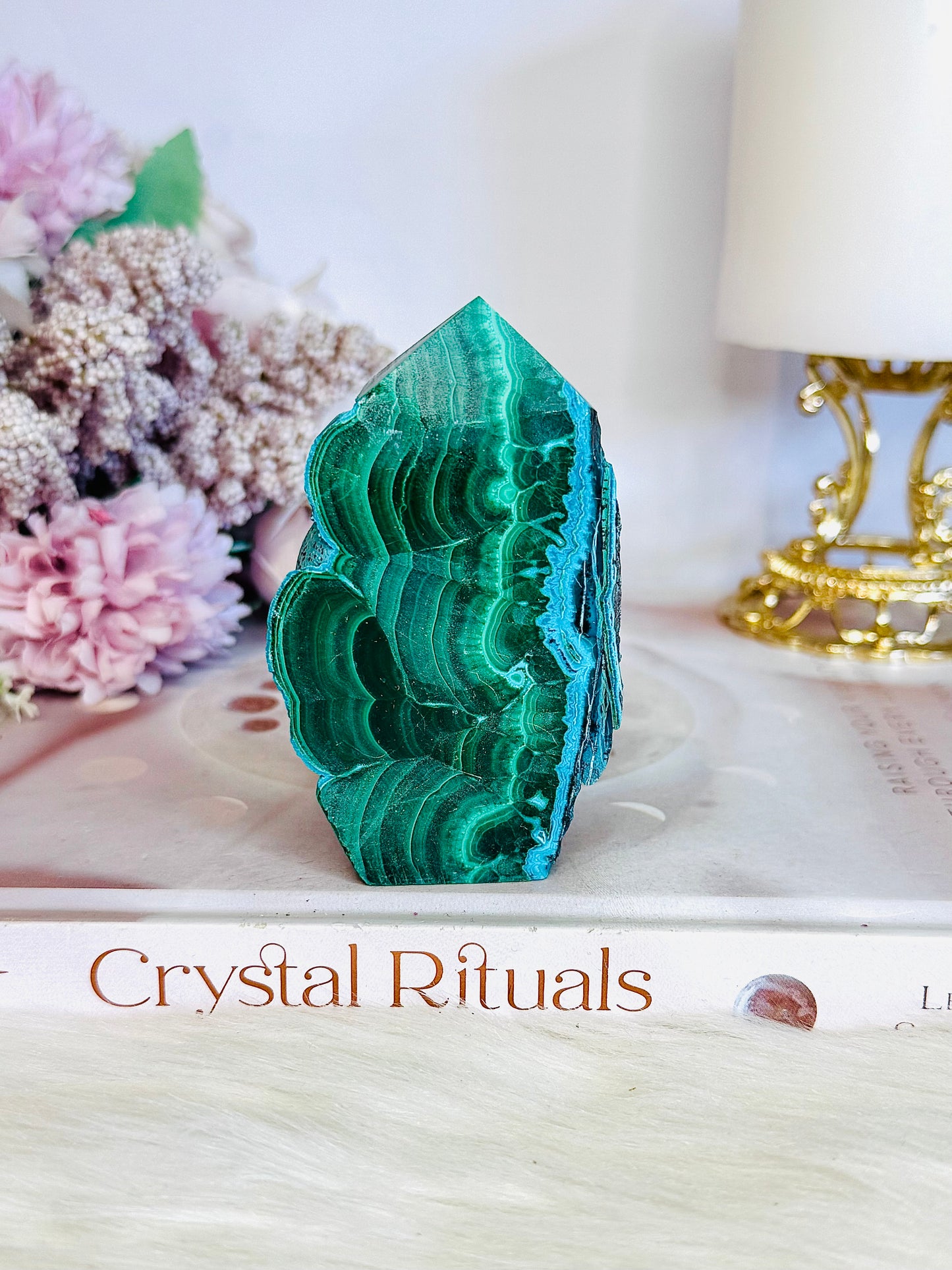 Natural 8cm Chrysocolla with Malachite Polished Slab | Freeform