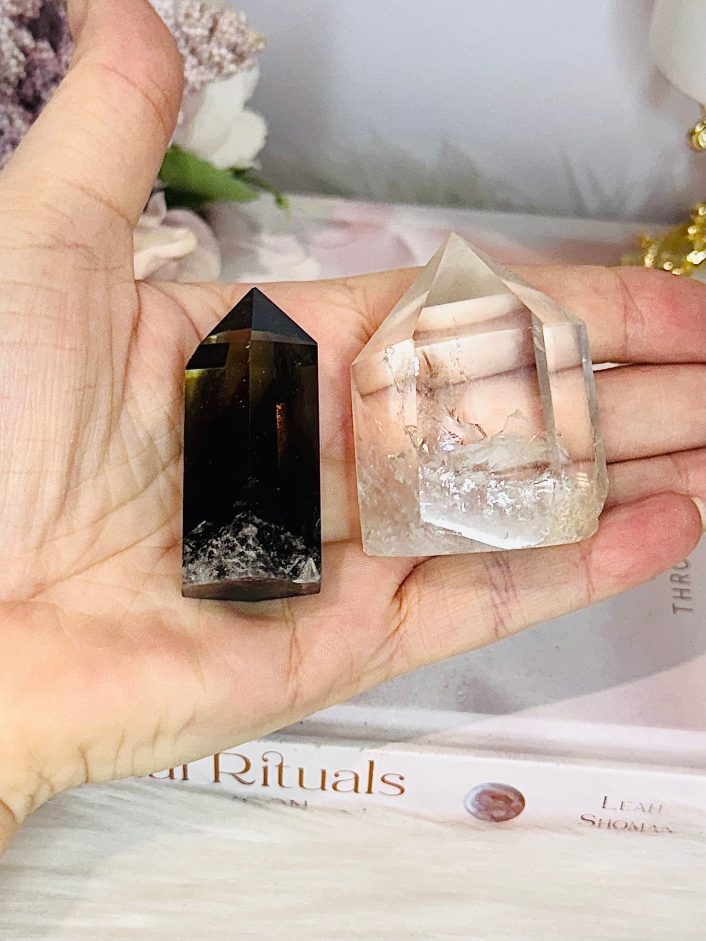 Tower Set ~ Clear Quartz & Smokey Quartz 5cm