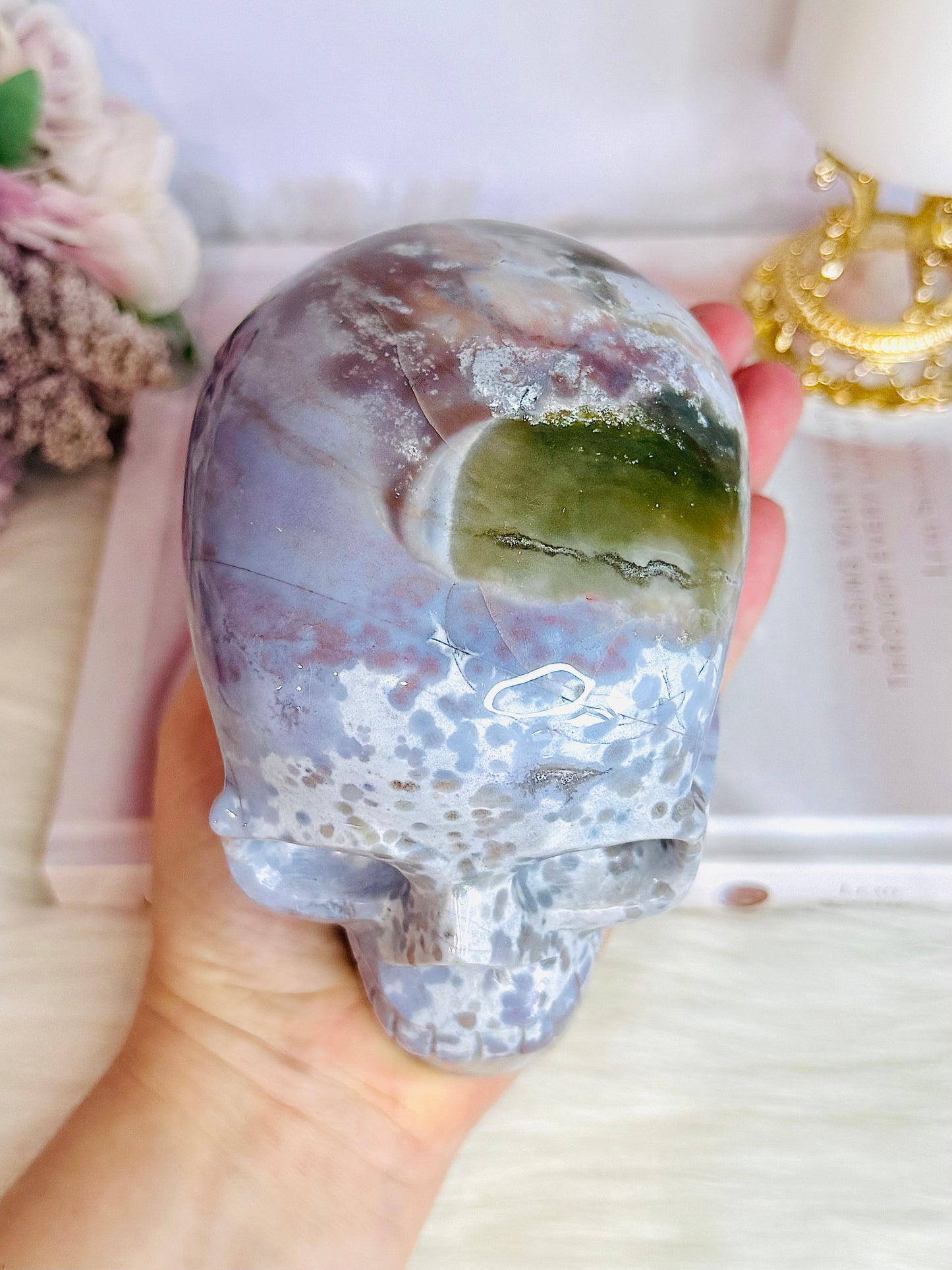 Huge High Grade Ocean Jasper Carved Skull 1.6KG