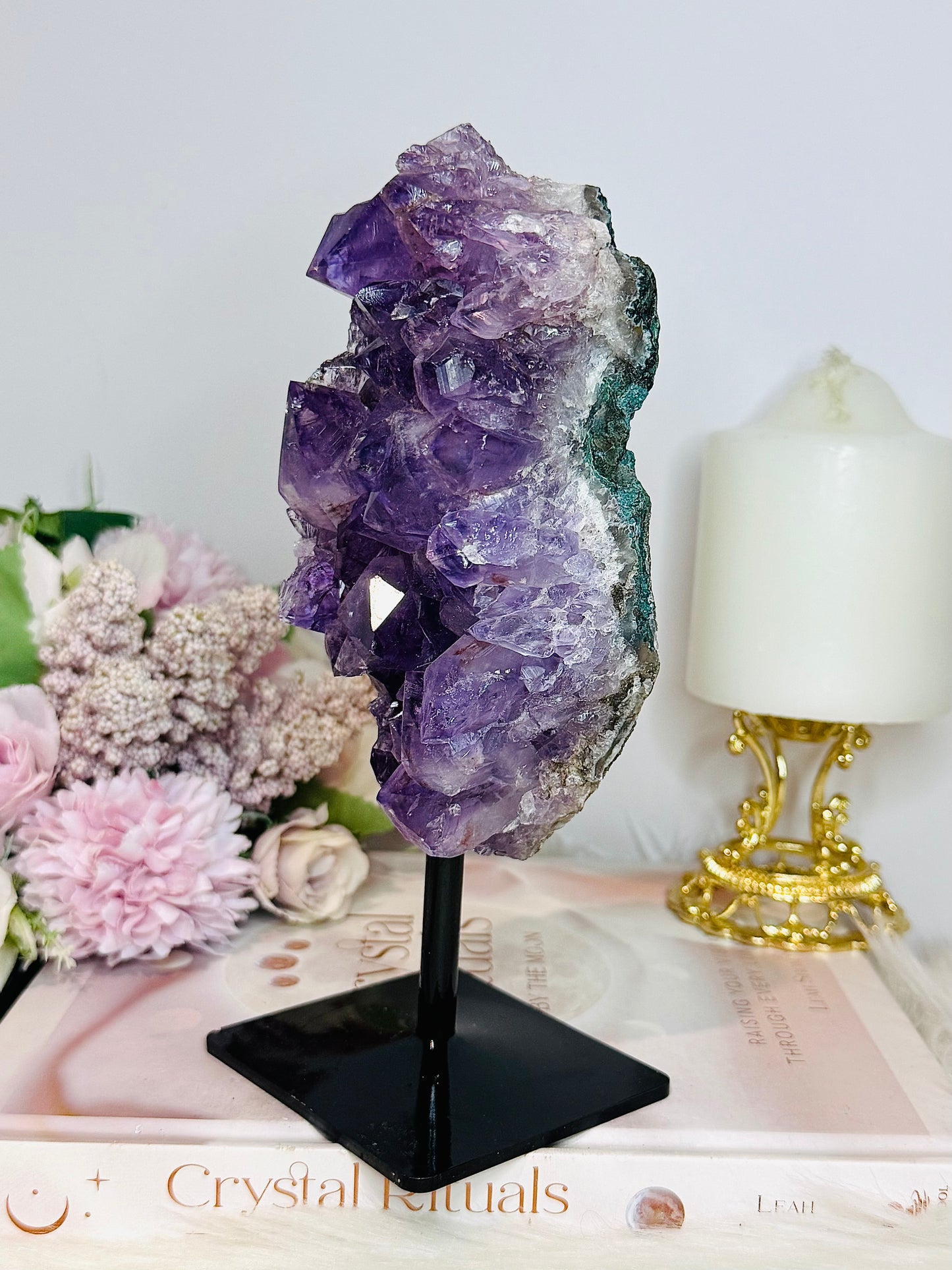 High Grade Deep Purple Amethyst Cluster On Stand 19cm