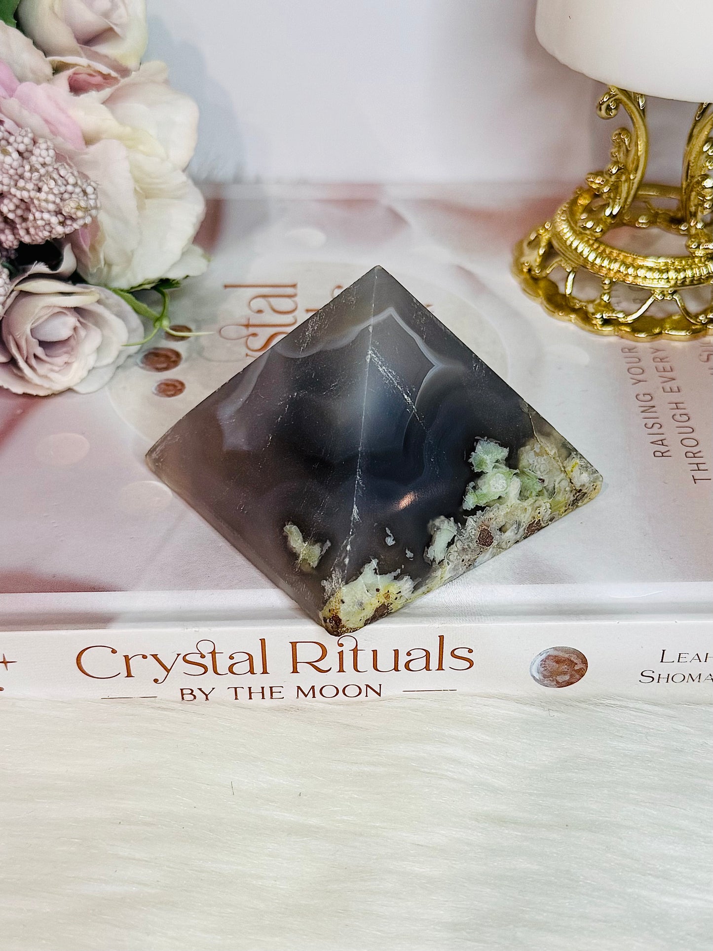 Green Flower Agate Pyramid 7.5cm