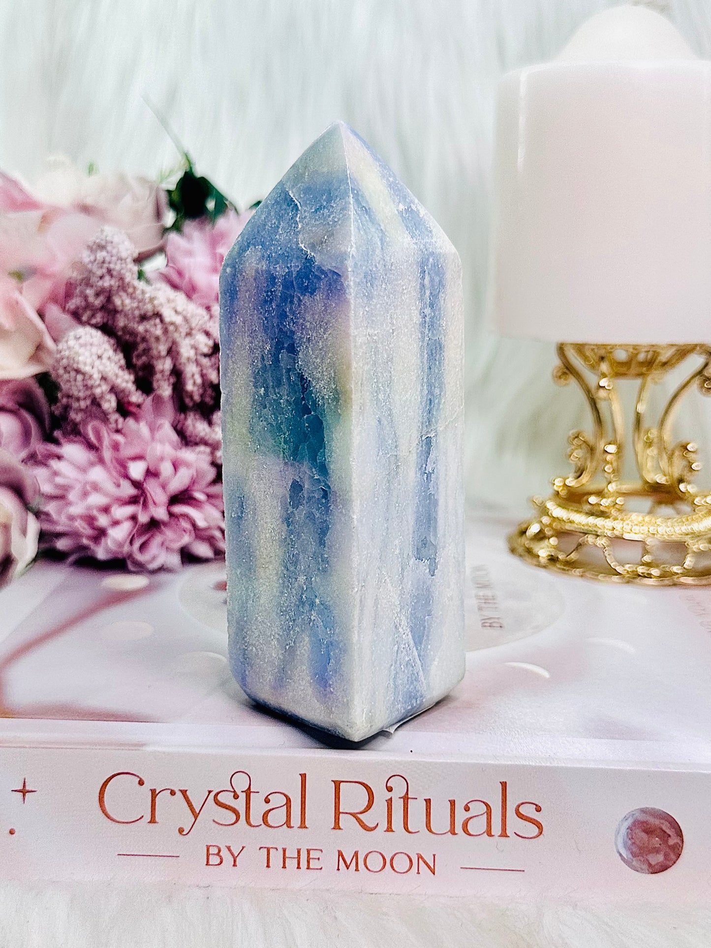 Gorgeous Chunky 312gram Angel Aura Blue Calcite Tower