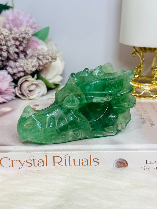 Green Fluorite Carved Dragon 9.5cm 378g