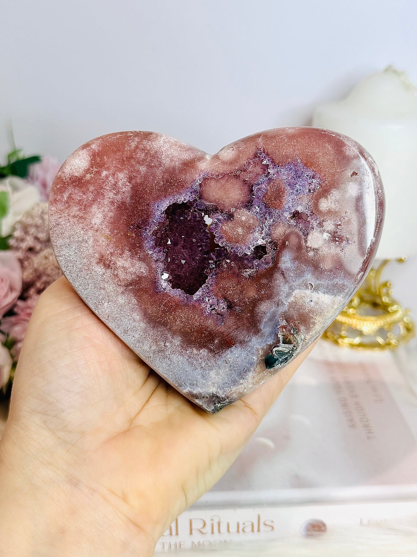 High Grade Druzy Pink Amethyst Chunky Heart 451g