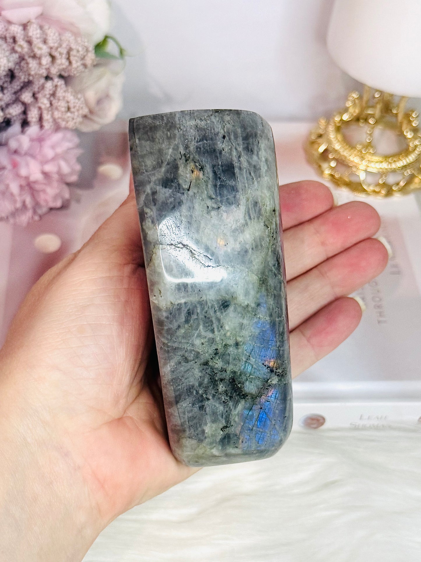 Natural Large Chunky Labradorite Polished Freeform 618gram With Beautiful Flash