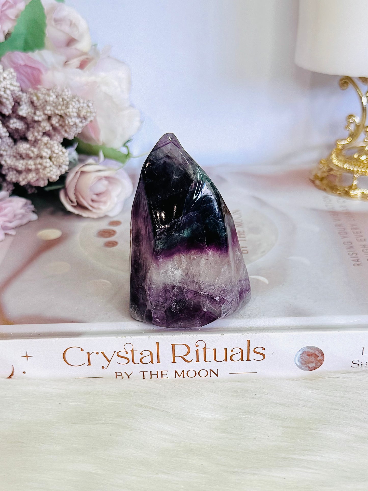 High Grade Rainbow Fluorite Flame with Rainbows 232grams