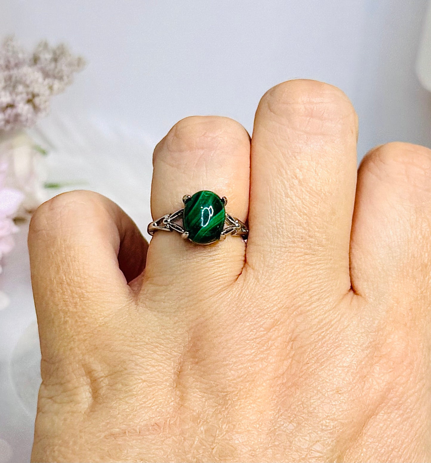 Adjustable Malachite Ring