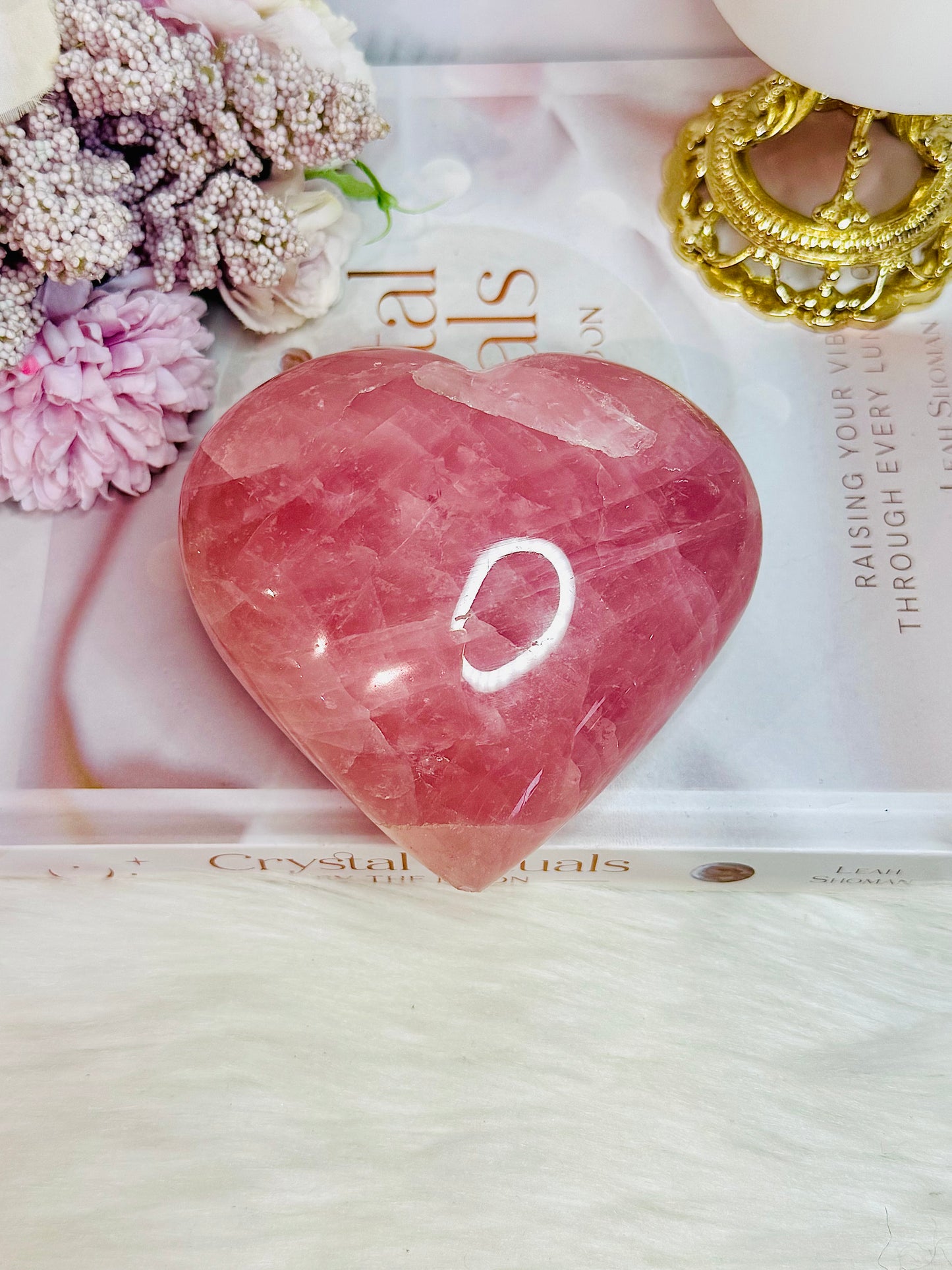 Fabulous Large Chunky High Grade Dark Pink Rose Quartz Carved Heart 698grams 10cm