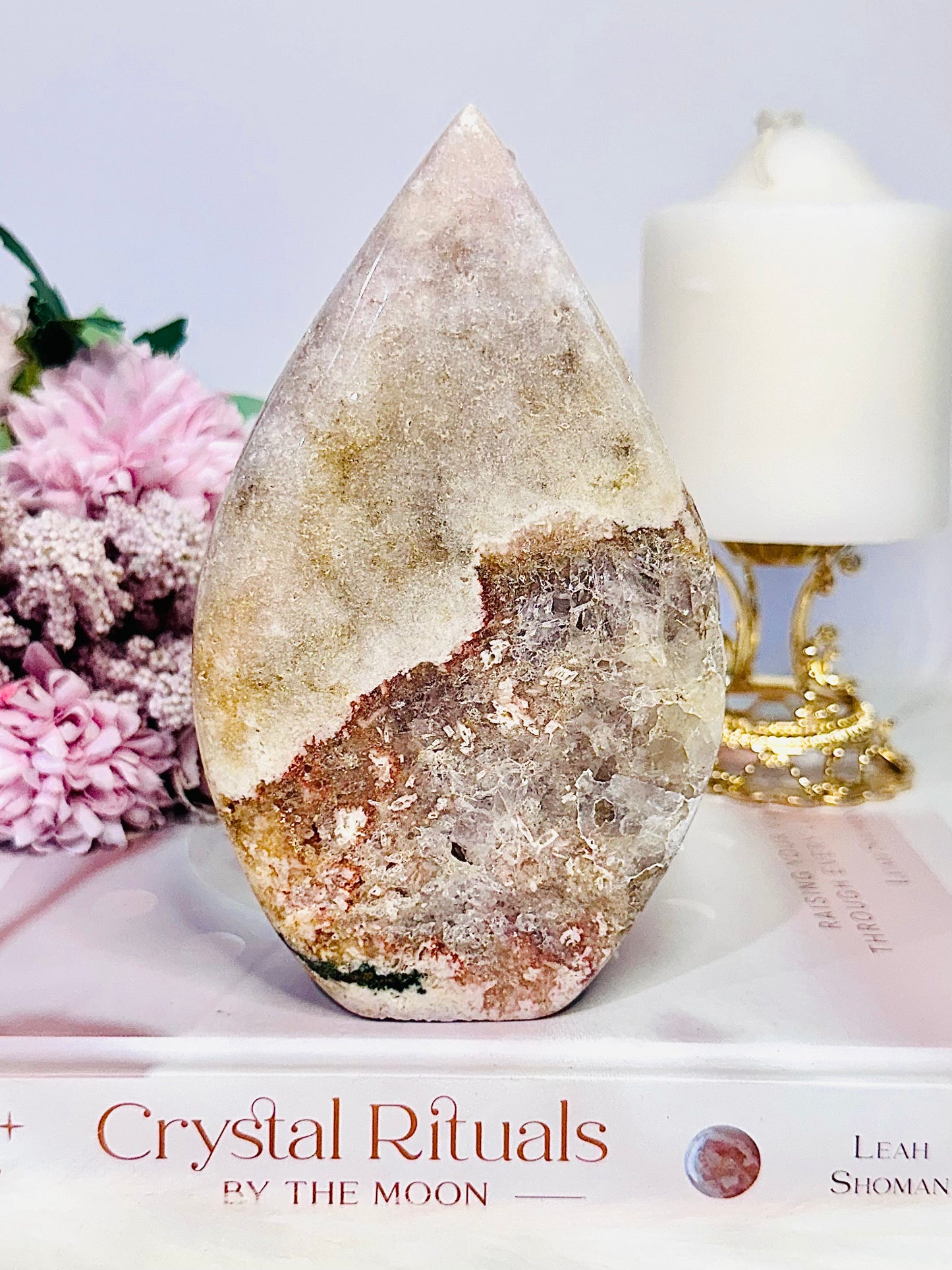 Large Pink Amethyst Druzy Carved Flame | Freeform From Brazil 564grams 15cm