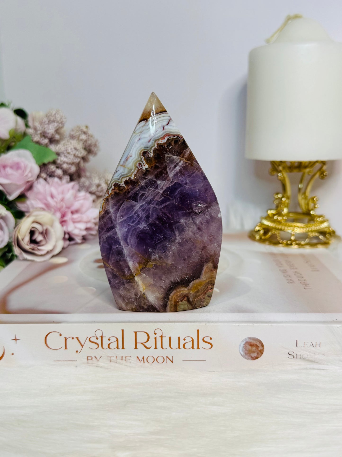 Crazy Lace Agate X Amethyst Flame 10cm
