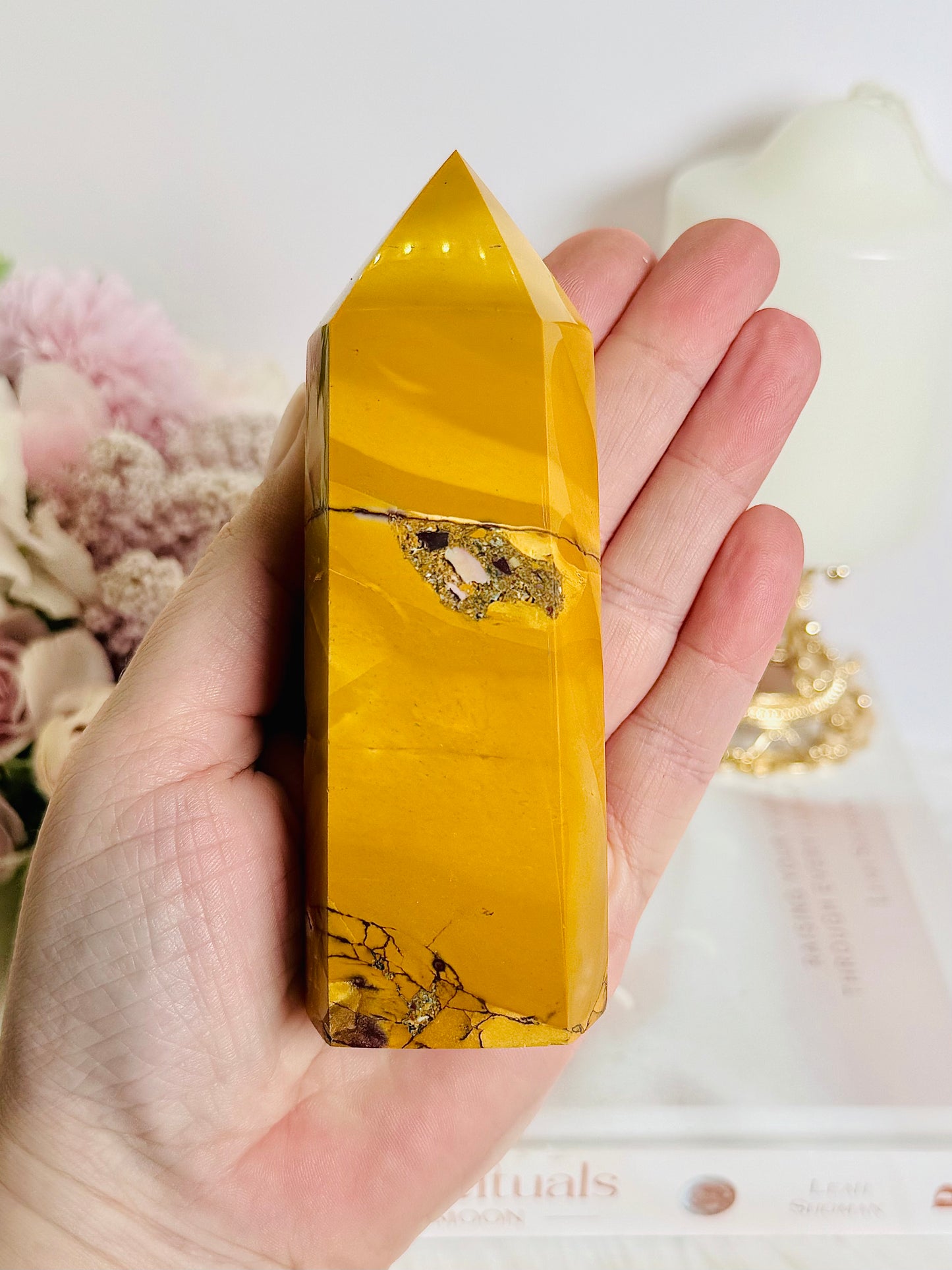 Large Chunky Mustard Mookaite Jasper Tower 12cm