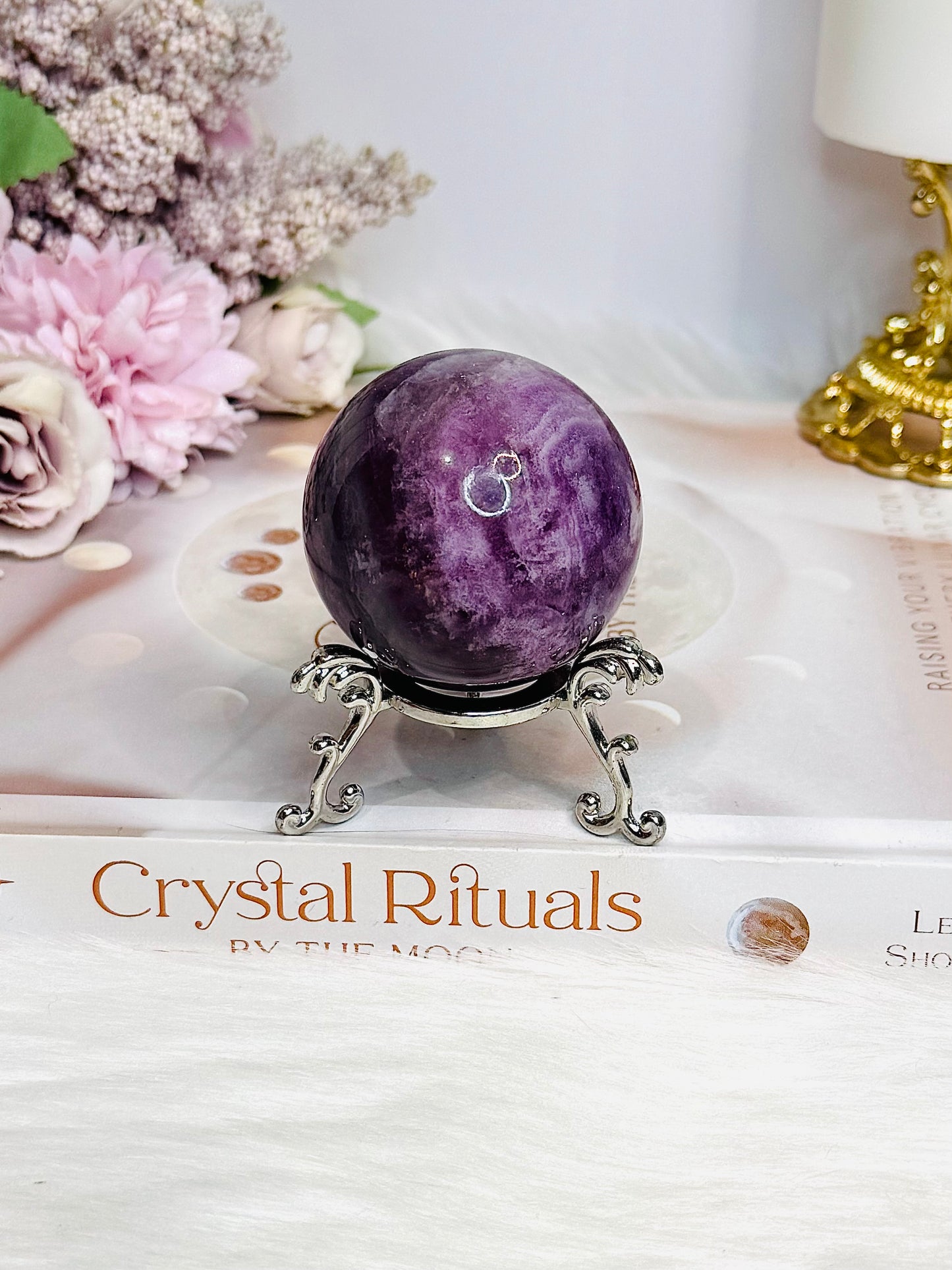 High Grade Purple Fluorite Sphere on Stand 171g