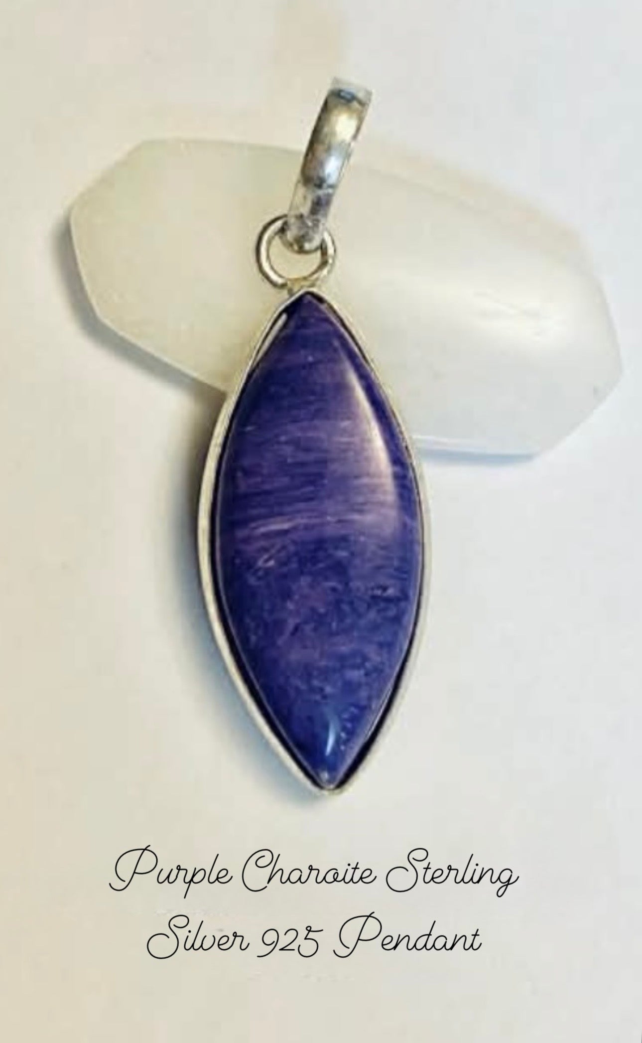 Purple Charoite Sterling Silver 925 Pendant In Gift Bag