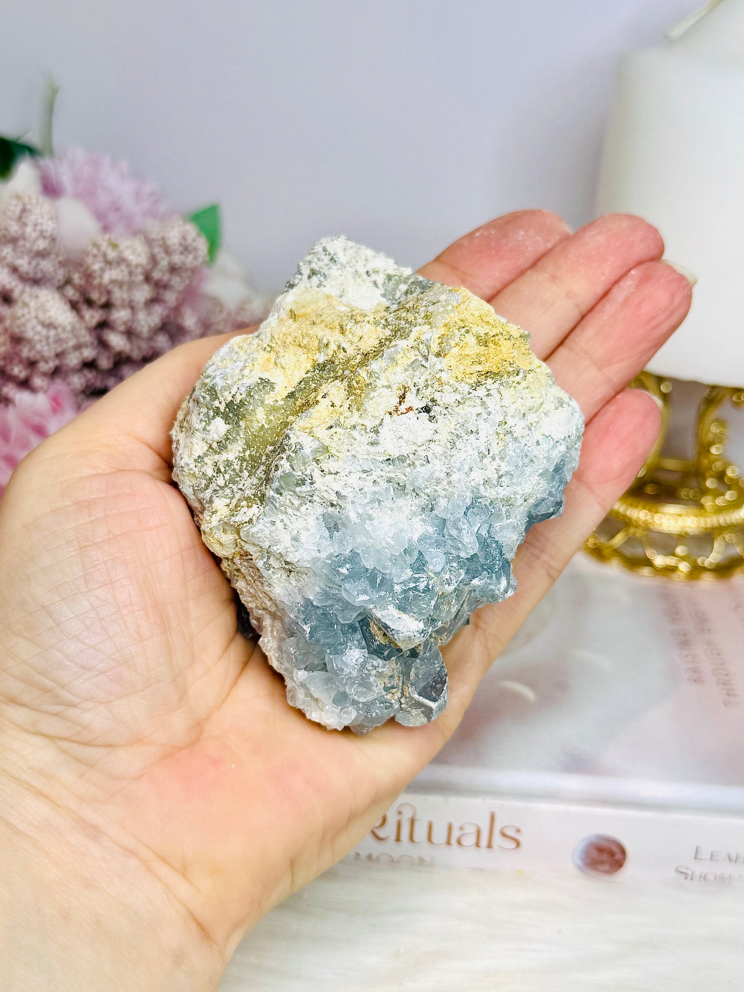Natural Blue Celestite Specimen Cluster 383g