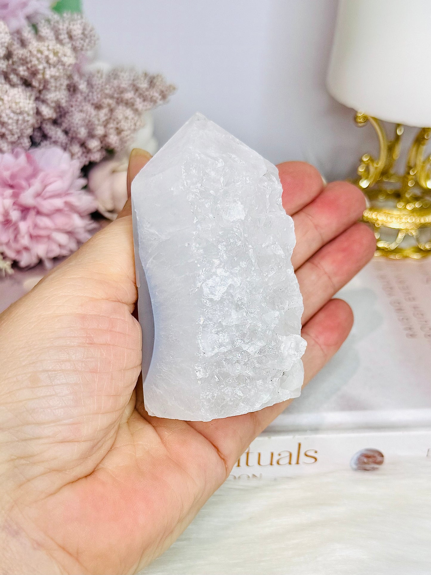 Chunky Blue Lace Agate Druzy Tower 8cm
