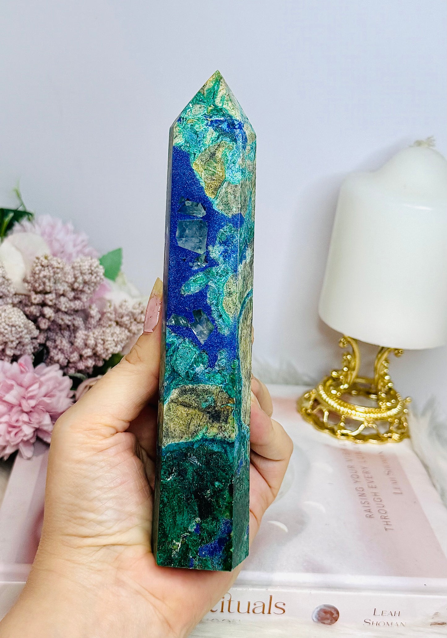 Large Azurite Tower 18cm High Grade