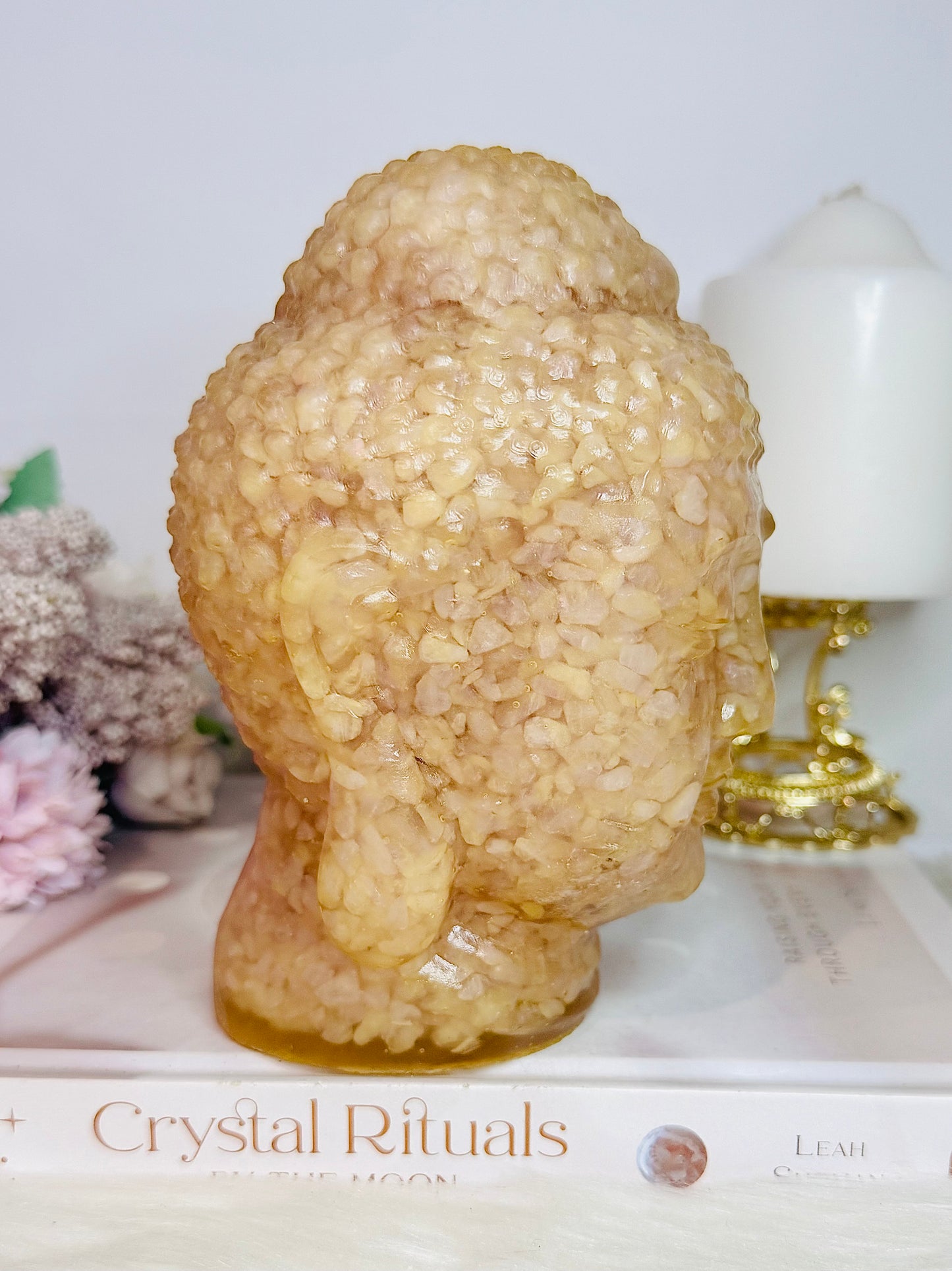 Huge 1.39KG Resin Rose Quartz Filled Buddha Head