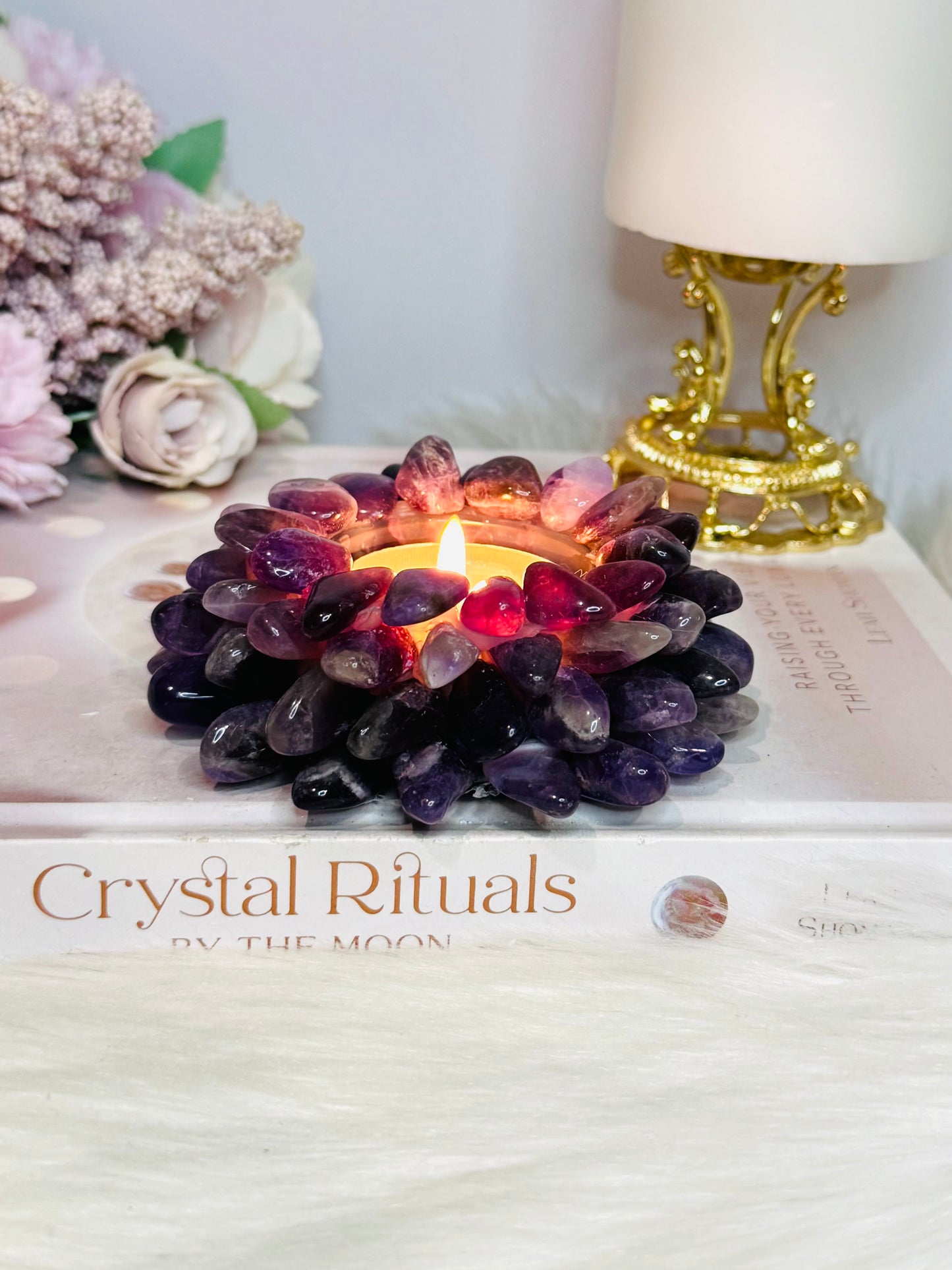 Chunky Large Resin Amethyst Candle Holder